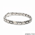 Load image into Gallery viewer, Men of Platinum | 7mm Platinum Classic Bracelet with Black Enamel for Men JL PTB 1372
