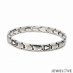Load image into Gallery viewer, Men of Platinum | 7mm Platinum Classic Bracelet with Black Enamel for Men JL PTB 1372
