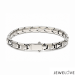 Load image into Gallery viewer, Men of Platinum | 7mm Platinum Classic Bracelet with Black Enamel for Men JL PTB 1372
