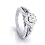 Load image into Gallery viewer, 15-Pointer Solitaire Halo Diamond Split Shank Ring JL PT G 102   Jewelove.US
