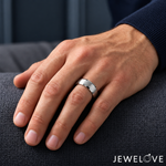 Load image into Gallery viewer, 7mm Beveled Edges Platinum Ring for Men JL PT 1505
