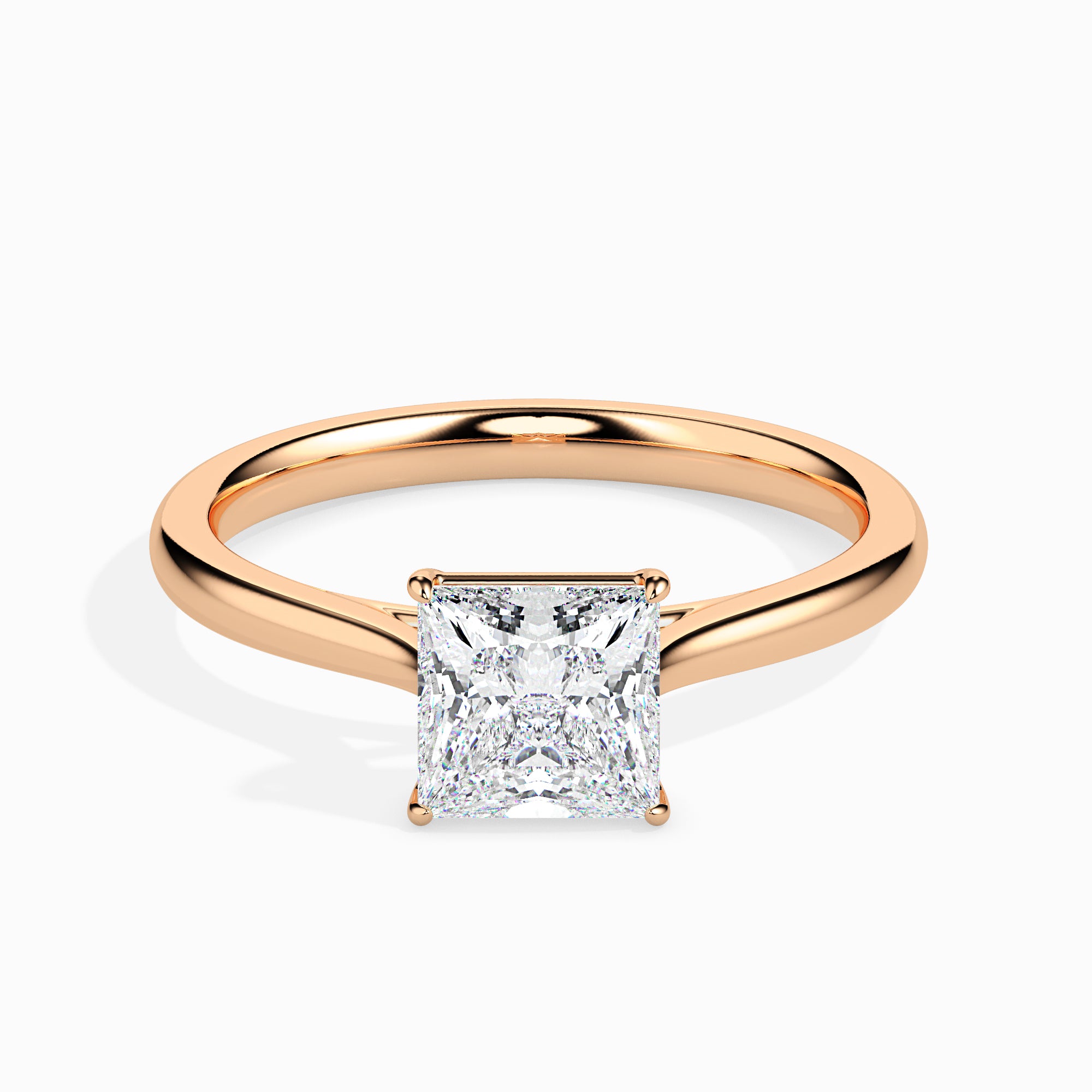70-Pointer Princess Cut Solitaire Diamond 18K Rose Gold Ring JL AU 19002R-B   Jewelove.US