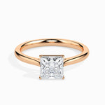 Load image into Gallery viewer, 70-Pointer Princess Cut Solitaire Diamond 18K Rose Gold Ring JL AU 19002R-B   Jewelove.US
