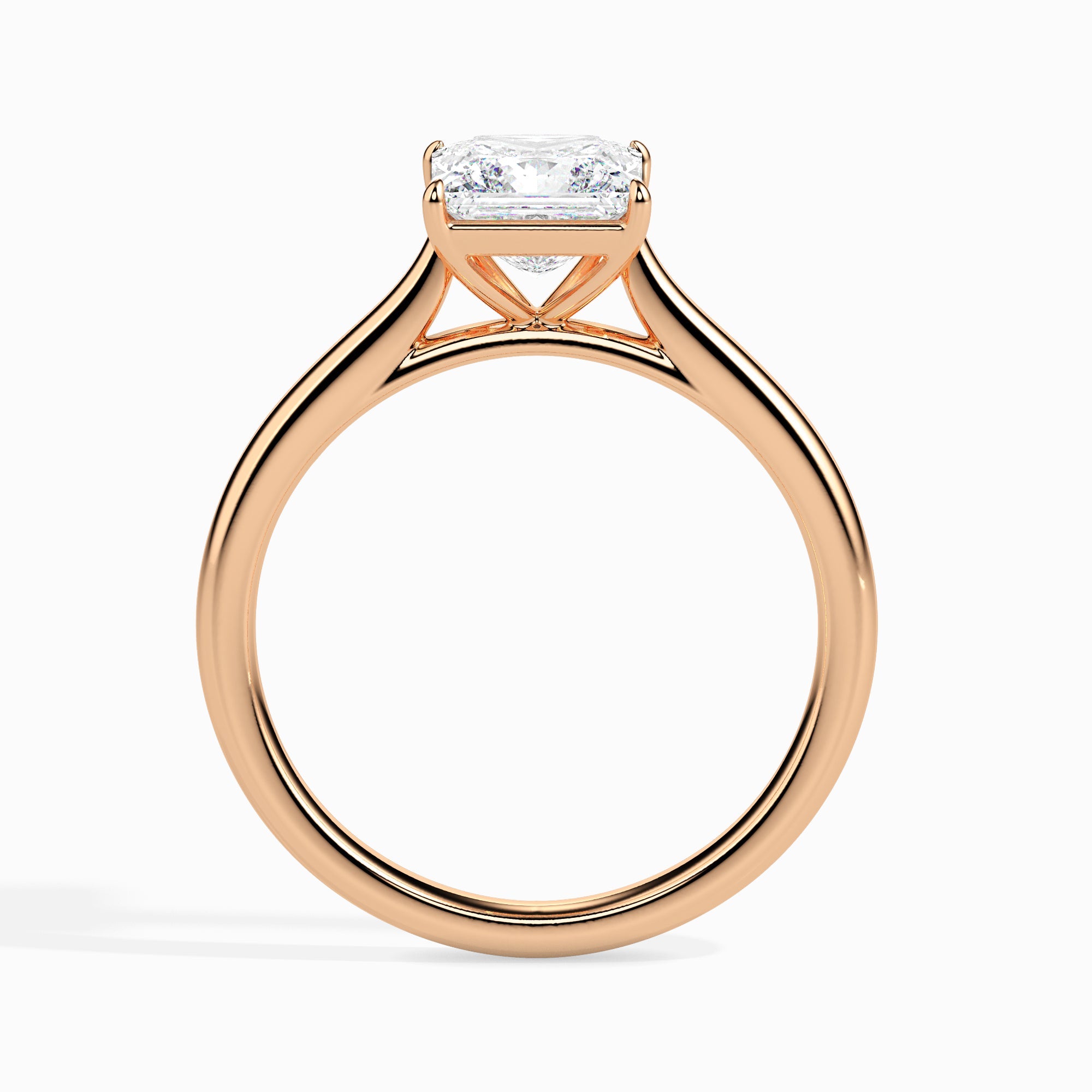 50-Pointer Princess Cut Solitaire Diamond 18K Rose Gold Ring JL AU 19002R-A