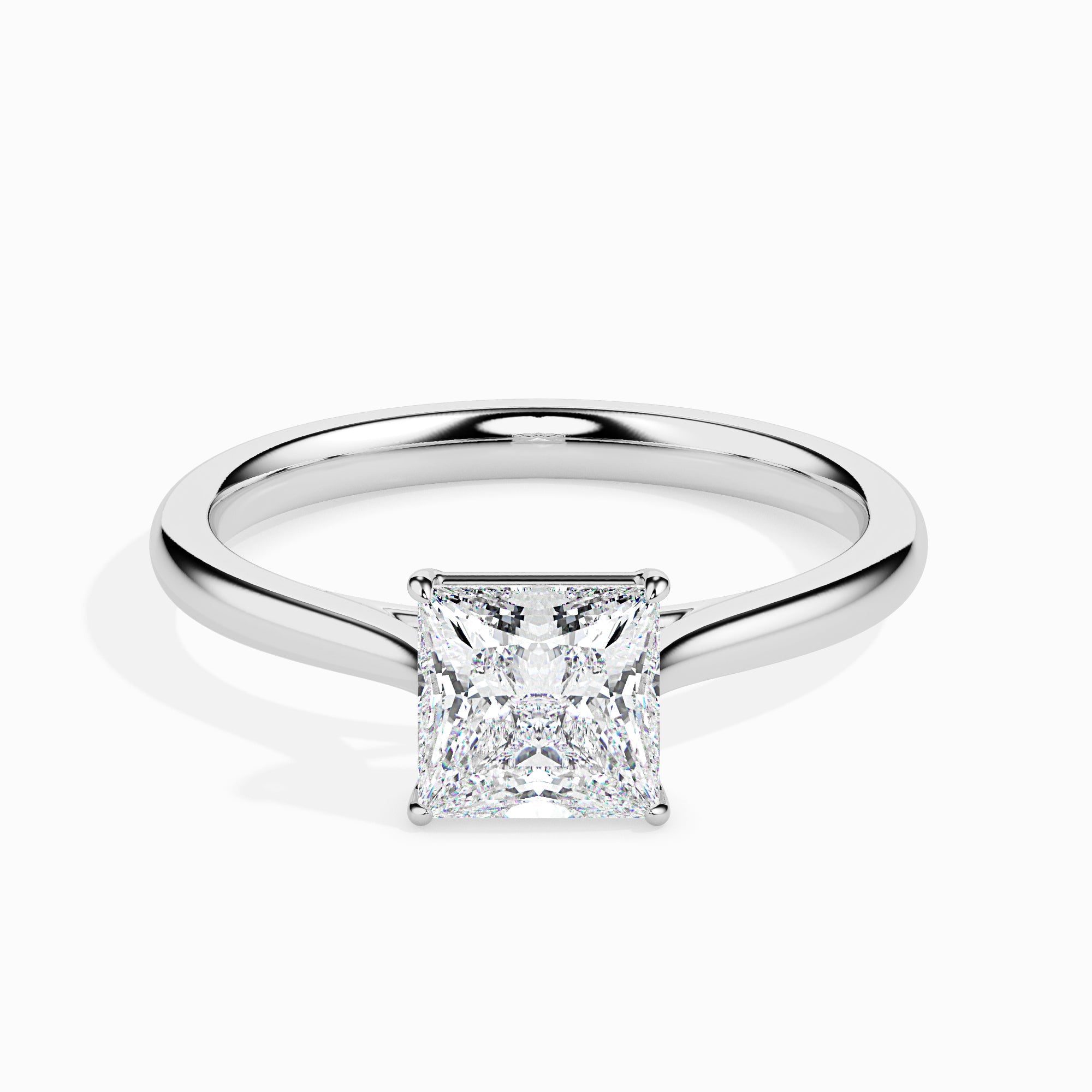 1 Carat Princess cut Diamond Solitaire Platinum Ring JL PT 19002-C