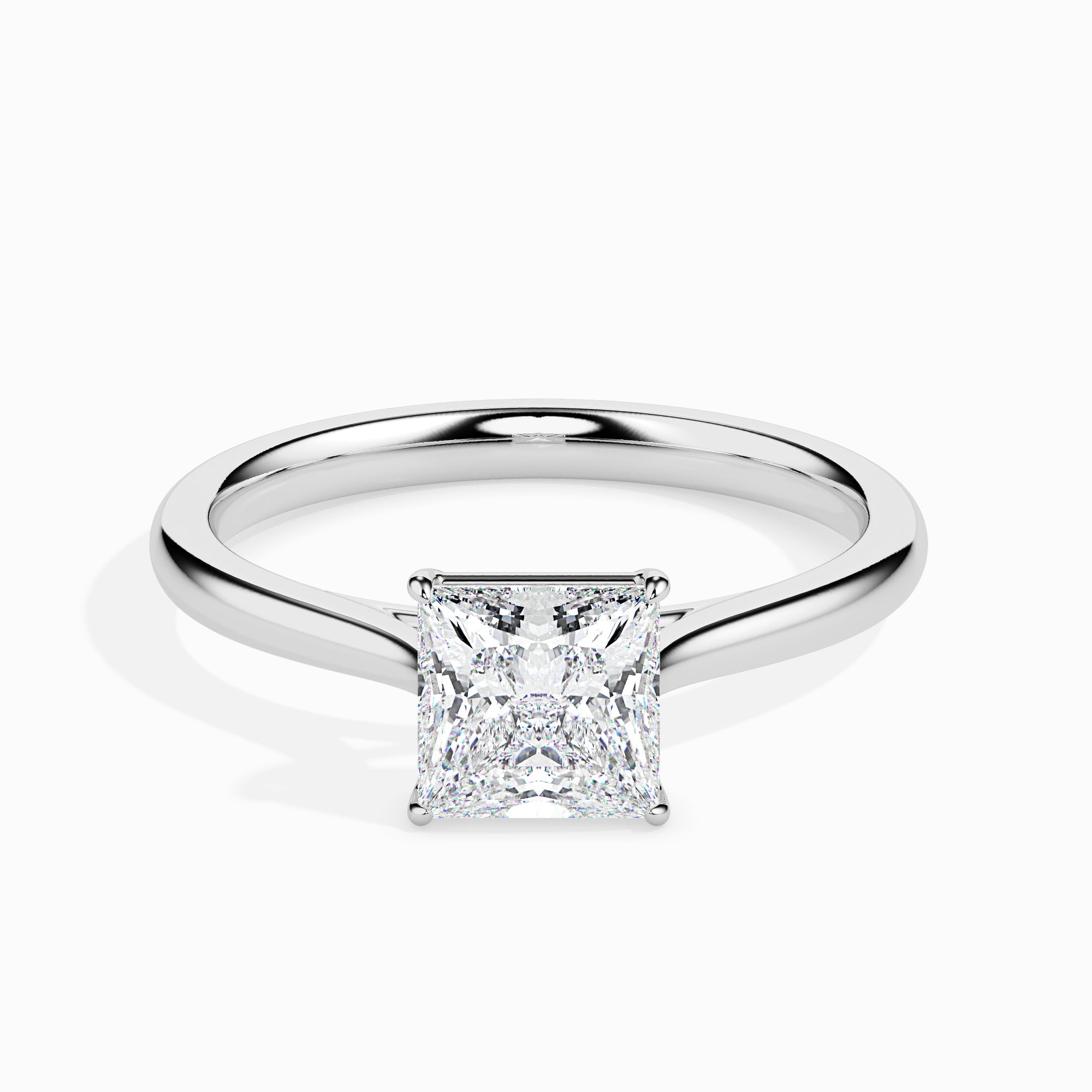 1 Carat Princess cut Diamond Solitaire Platinum Ring JL PT 19002-C   Jewelove.US