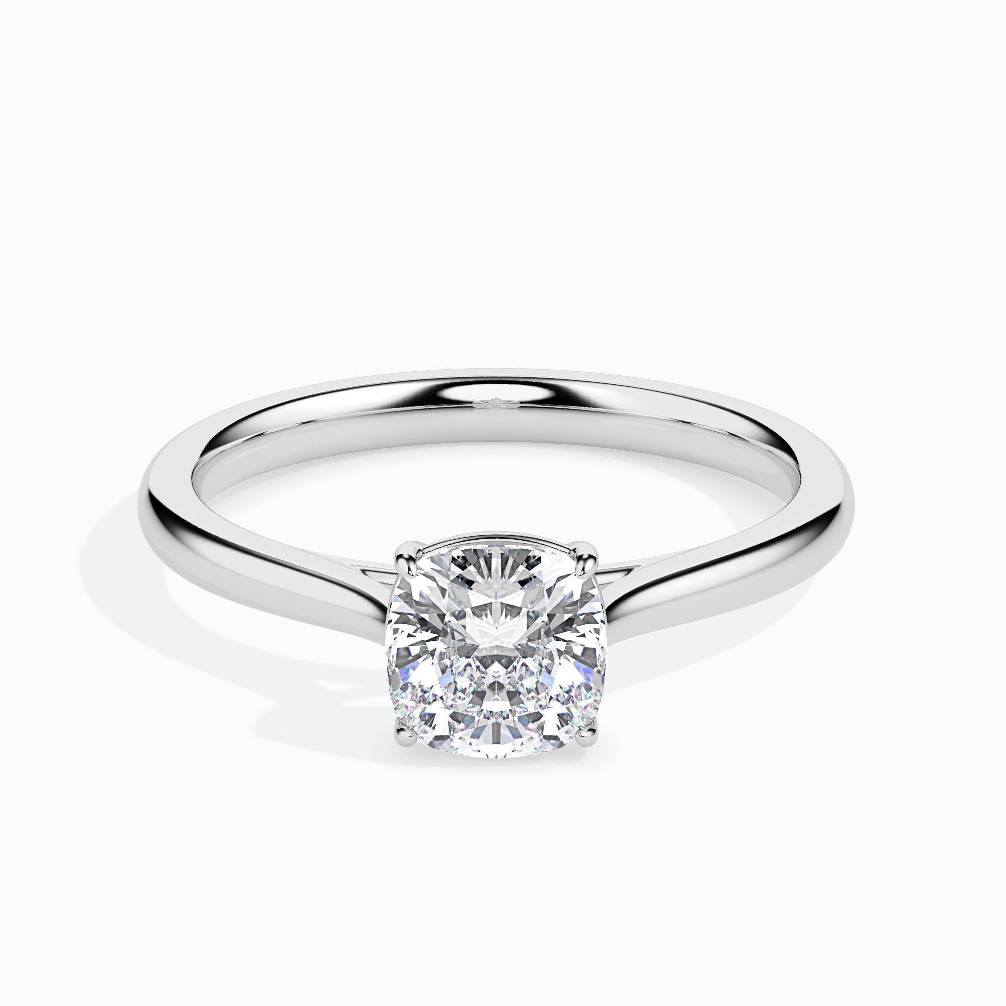 70-Pointer Cushion Cut Solitaire Diamond Platinum Ring JL PT 19003-B