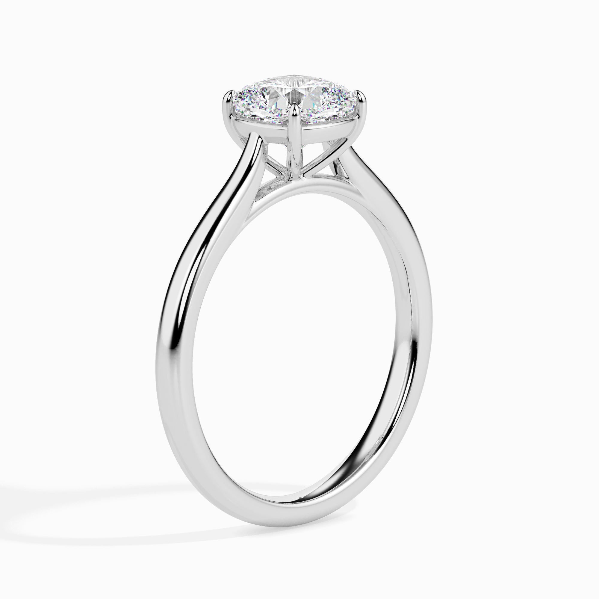 70-Pointer Cushion Cut Solitaire Diamond Platinum Ring JL PT 19003-B