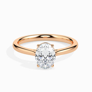 30-Pointer Oval Cut Solitaire 18K Rose Gold Ring JL AU 19004R