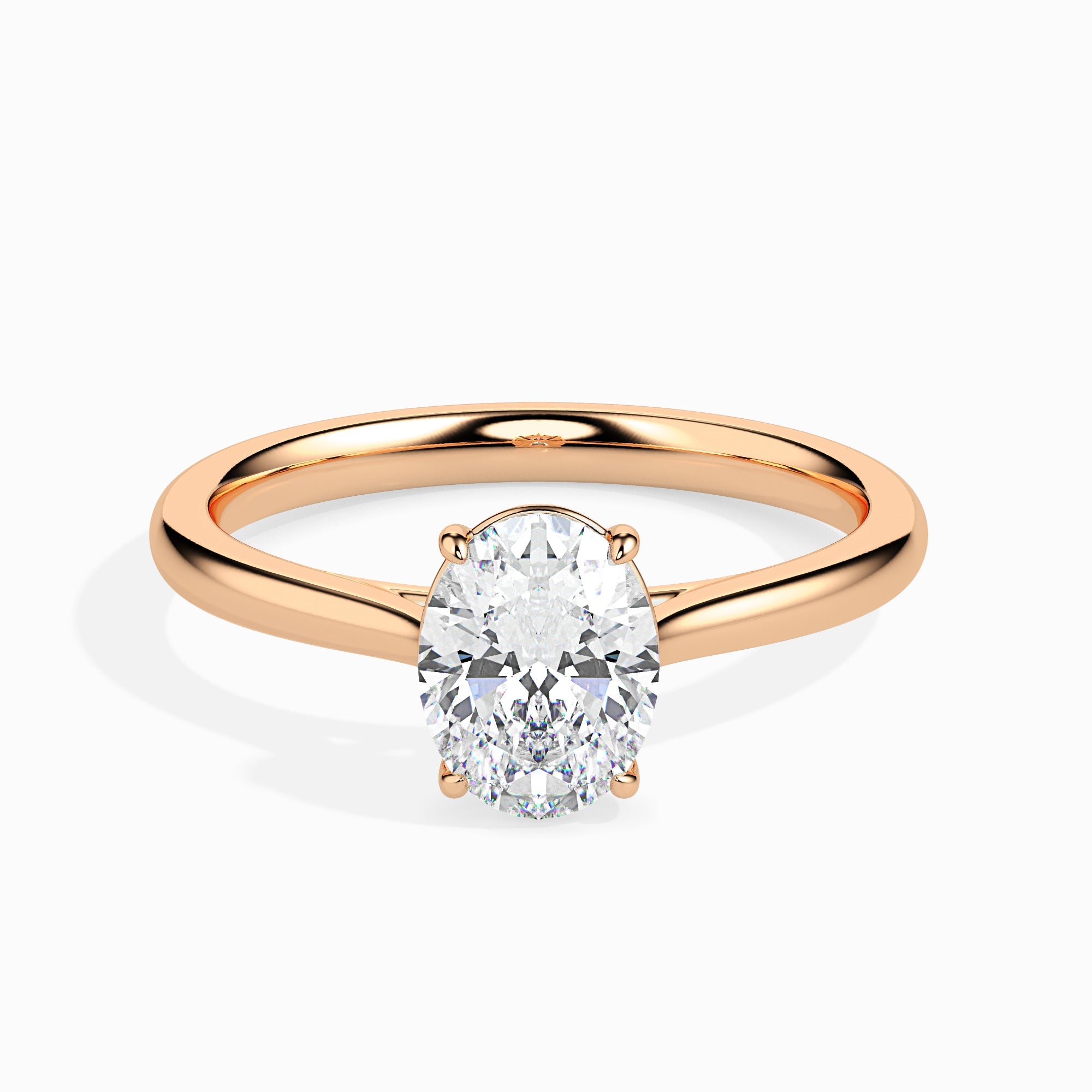 70-Pointer Oval Cut Solitaire 18K Rose Gold Ring JL AU 19004R-B   Jewelove.US