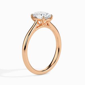 30-Pointer Oval Cut Solitaire 18K Rose Gold Ring JL AU 19004R