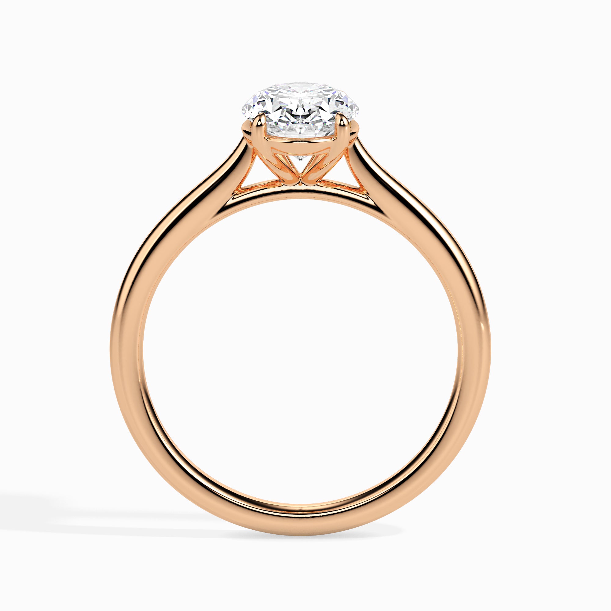 50-Pointer Oval Cut Solitaire 18K Rose Gold Ring JL AU 19004R-A