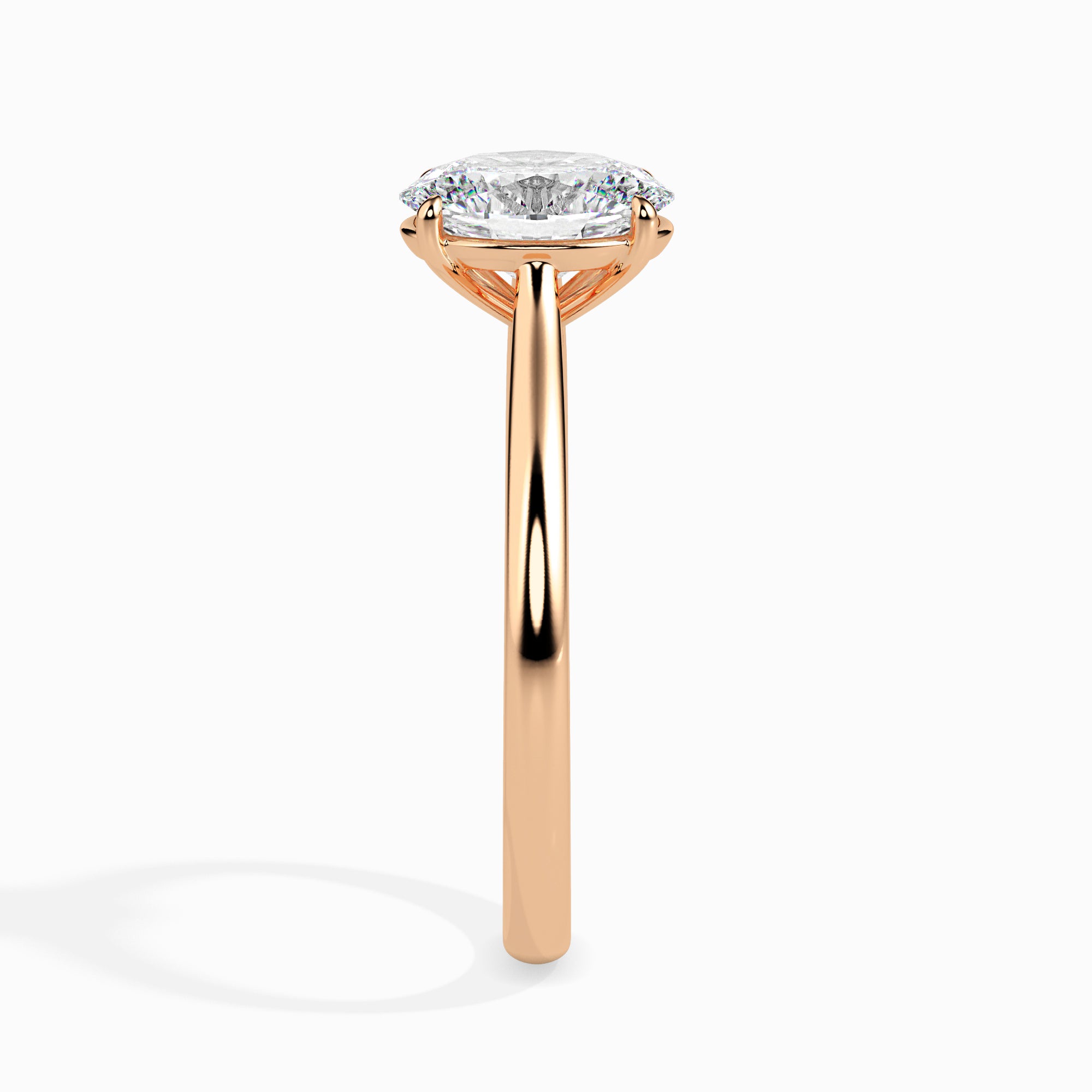 30-Pointer Oval Cut Solitaire 18K Rose Gold Ring JL AU 19004R