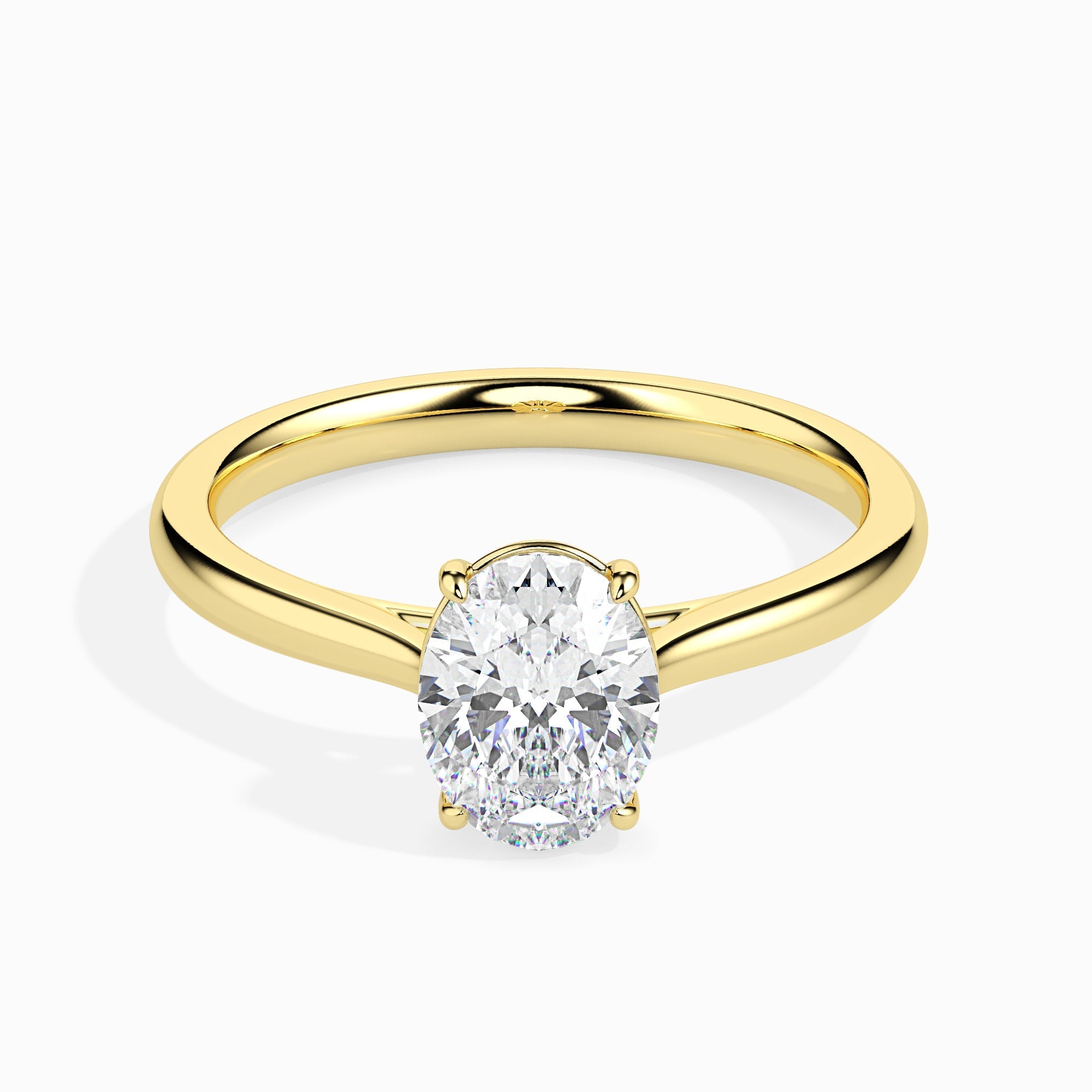 70-Pointer Oval Cut Solitaire 18K Yellow Gold Ring JL AU 19004Y-B   Jewelove.US