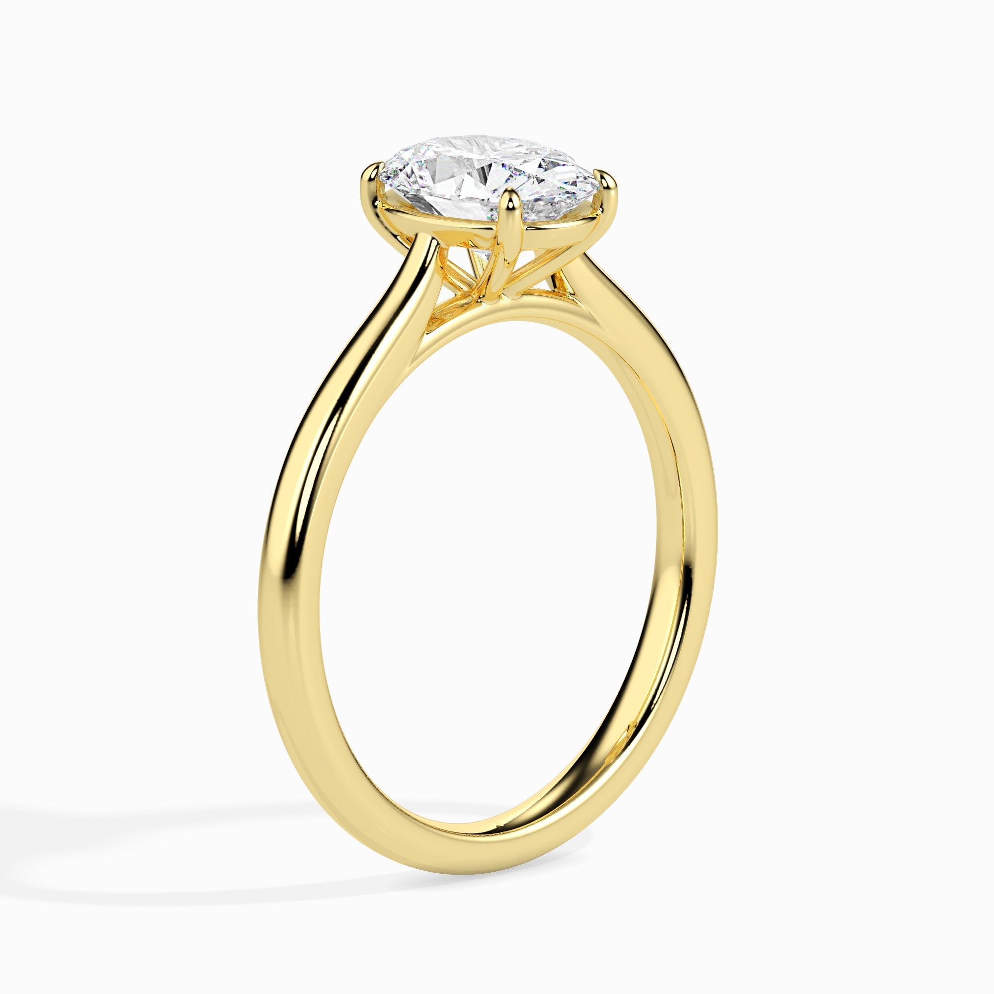 70-Pointer Oval Cut Solitaire 18K Yellow Gold Ring JL AU 19004Y-B
