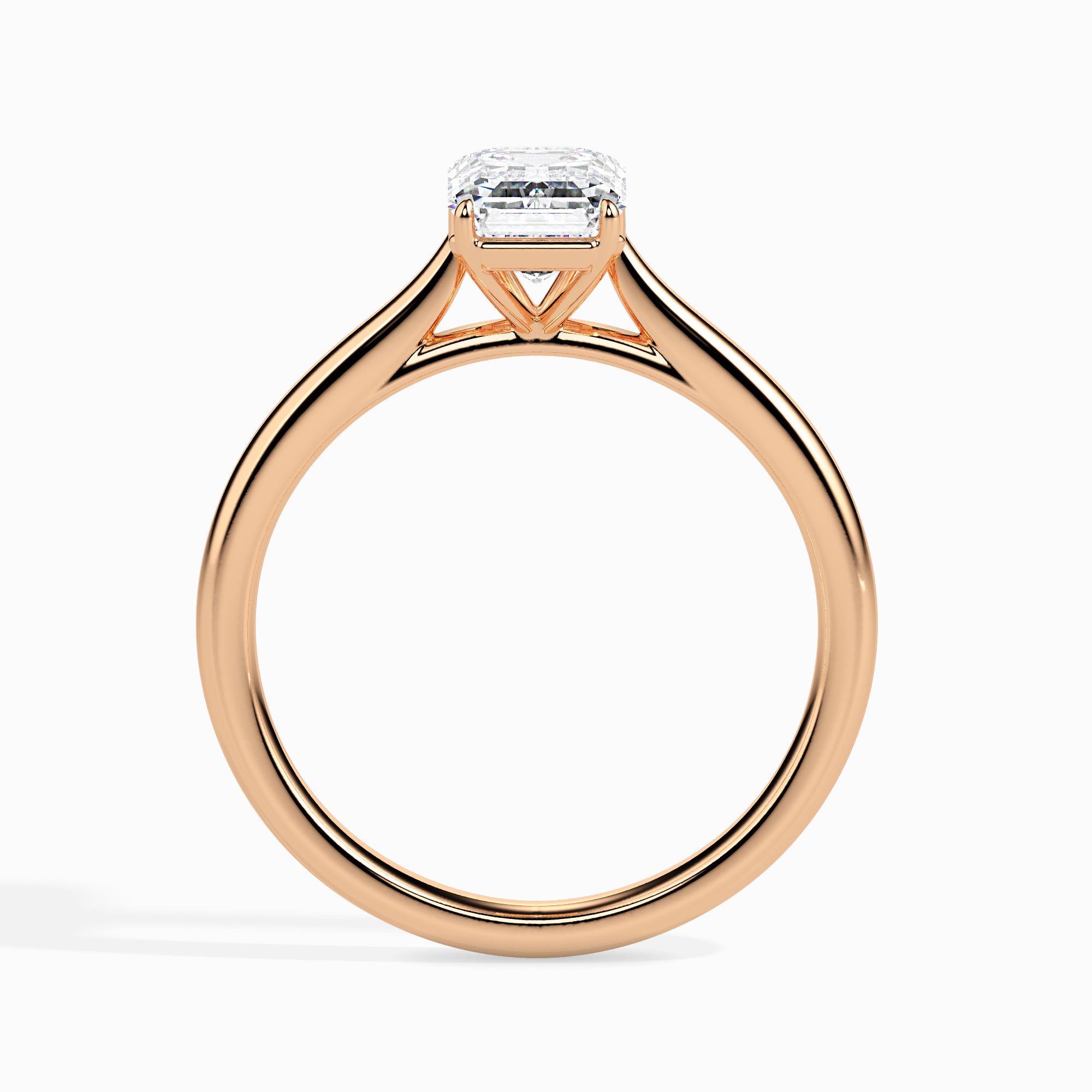 50-Pointer Emerald Cut Solitaire Diamond 18K Rose Gold Solitaire Ring JL AU 19005R-A