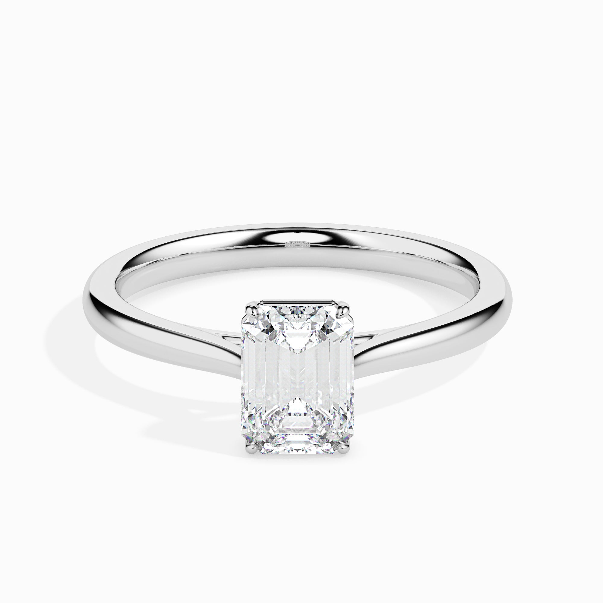 50-Pointer Emerald Cut Solitaire Platinum Ring JL PT 19005-A