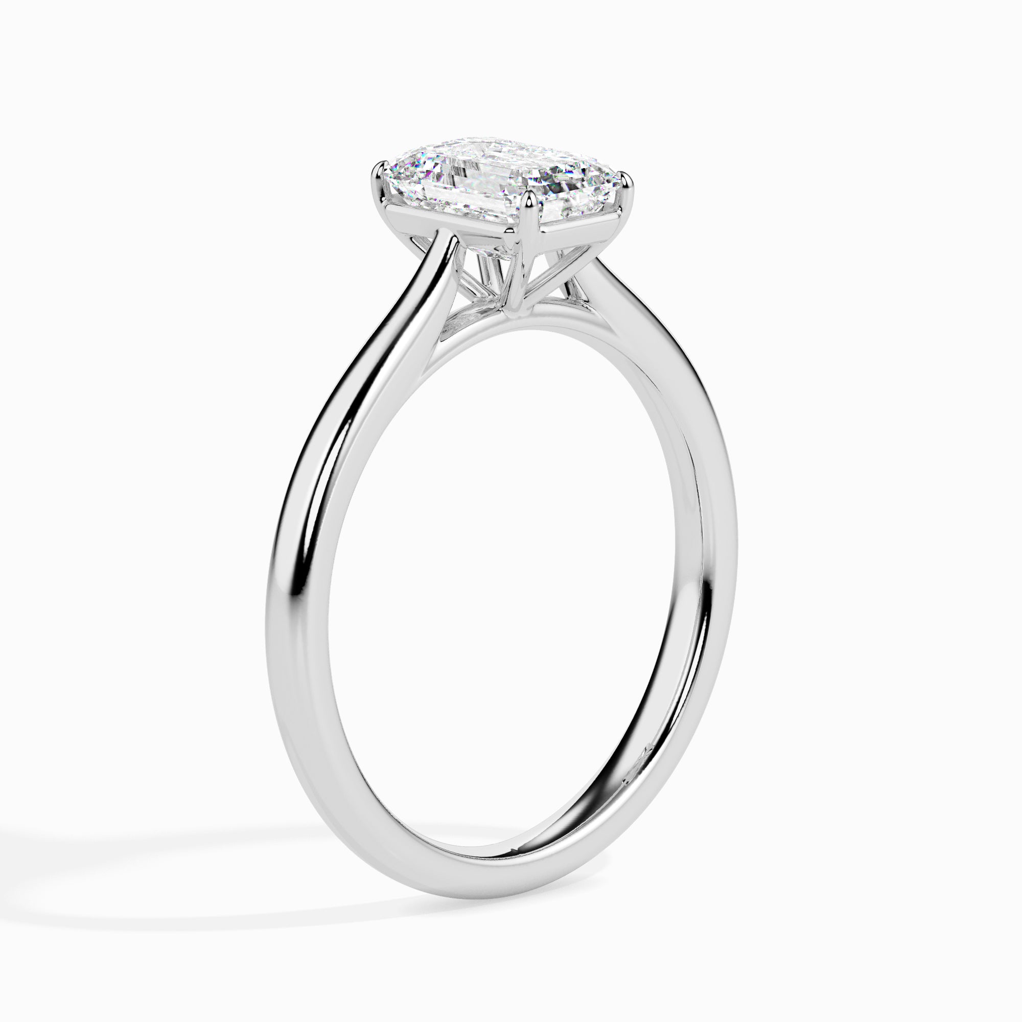 30-Pointer Emerald Cut Solitaire Platinum Ring JL PT 19005