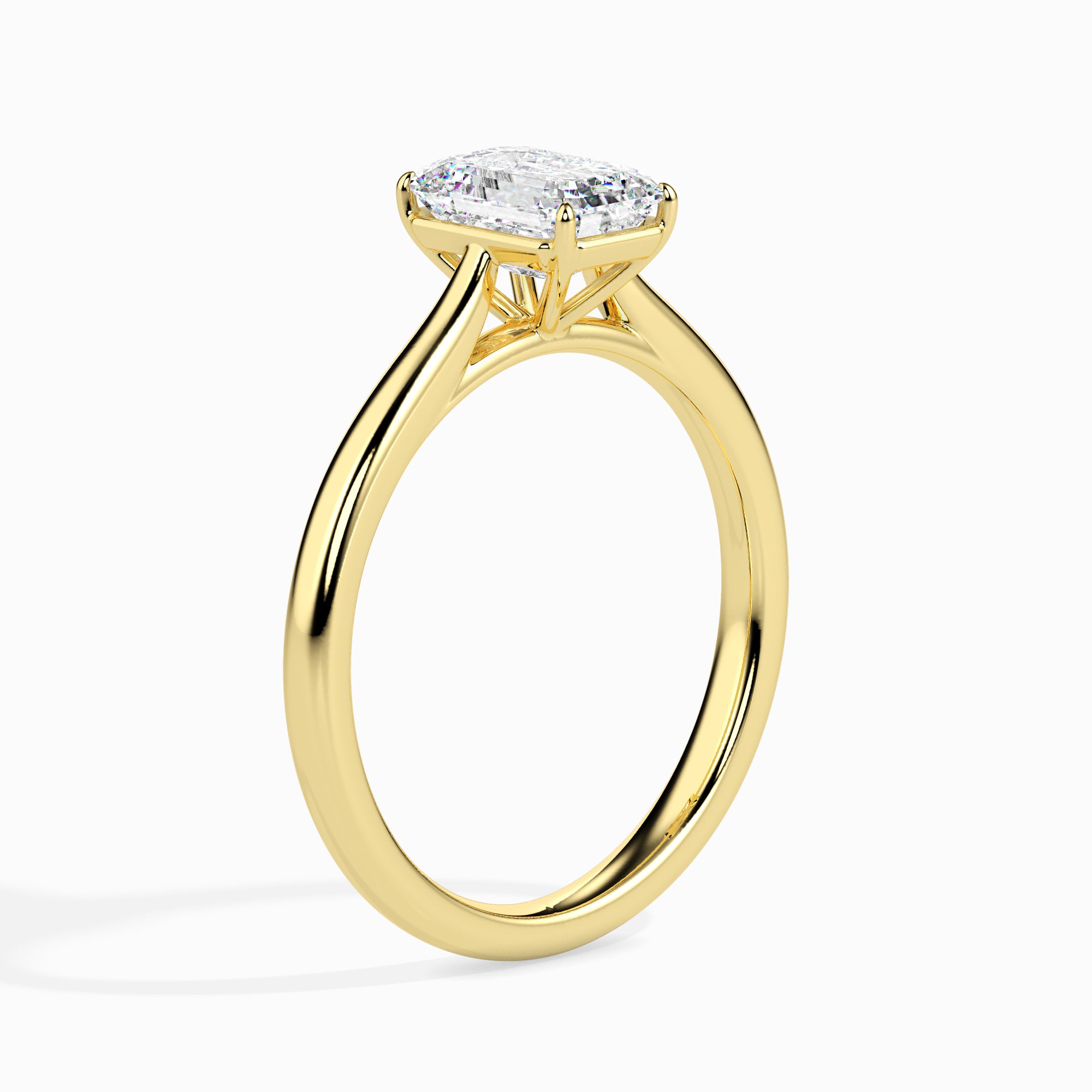 50-Pointer Emerald Cut Solitaire Diamond 18K Yellow Gold Ring JL AU 19005Y-A