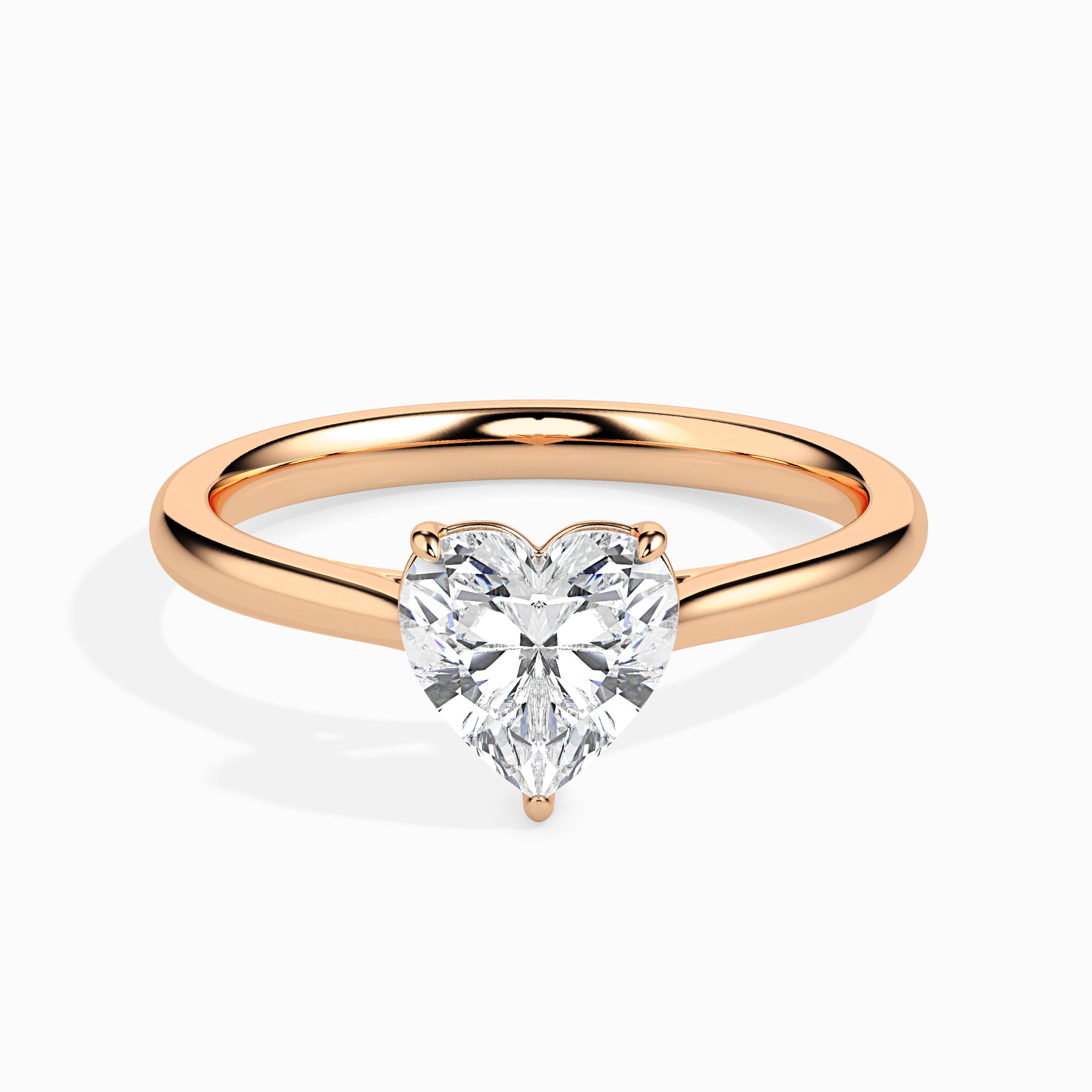 50-Pointer Heart Cut Solitaire Diamond 18K Rose Gold Ring JL AU 19008R-A