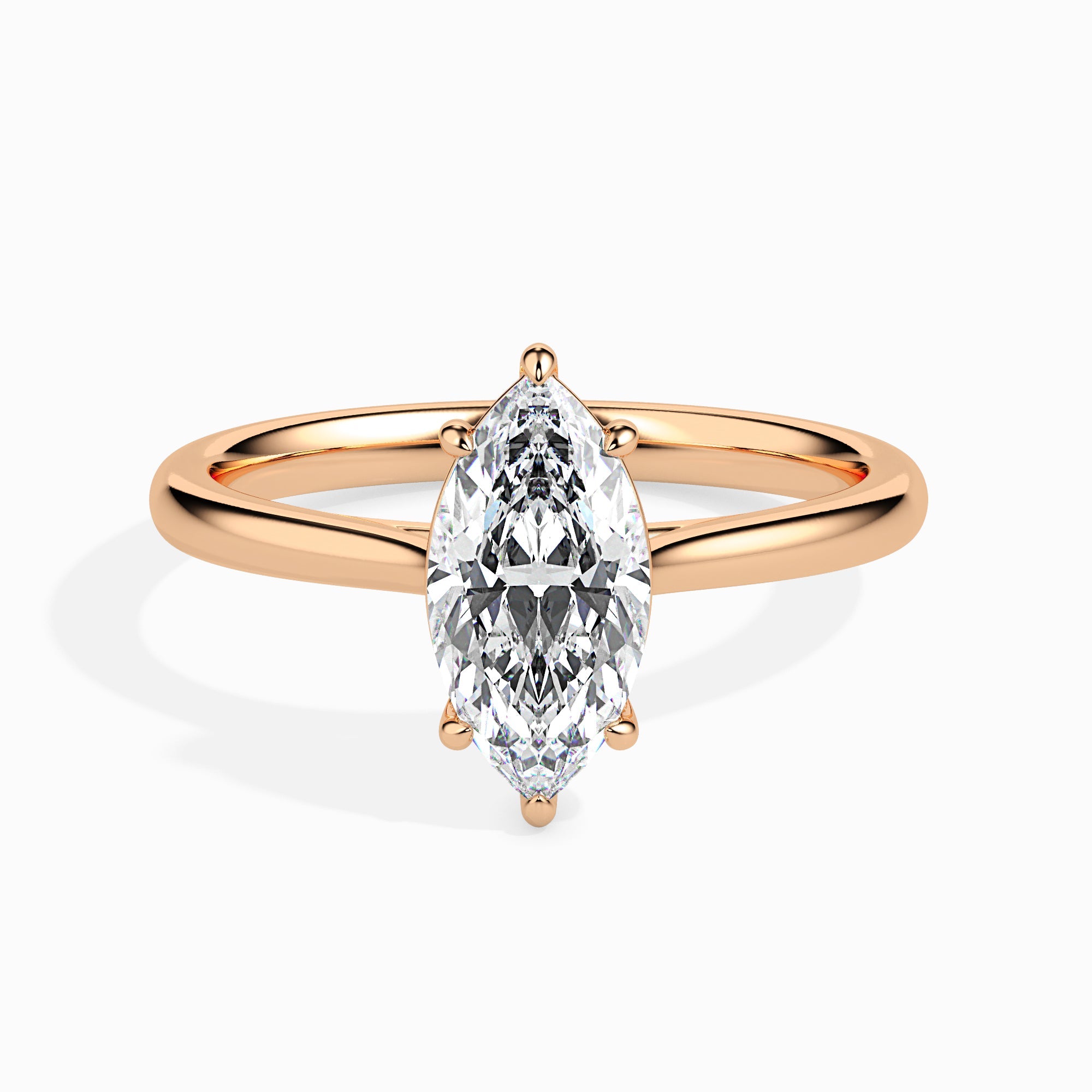 70-Pointer Marquise Cut Solitaire Diamond 18K Rose Gold Ring JL AU 19009R-B   Jewelove.US
