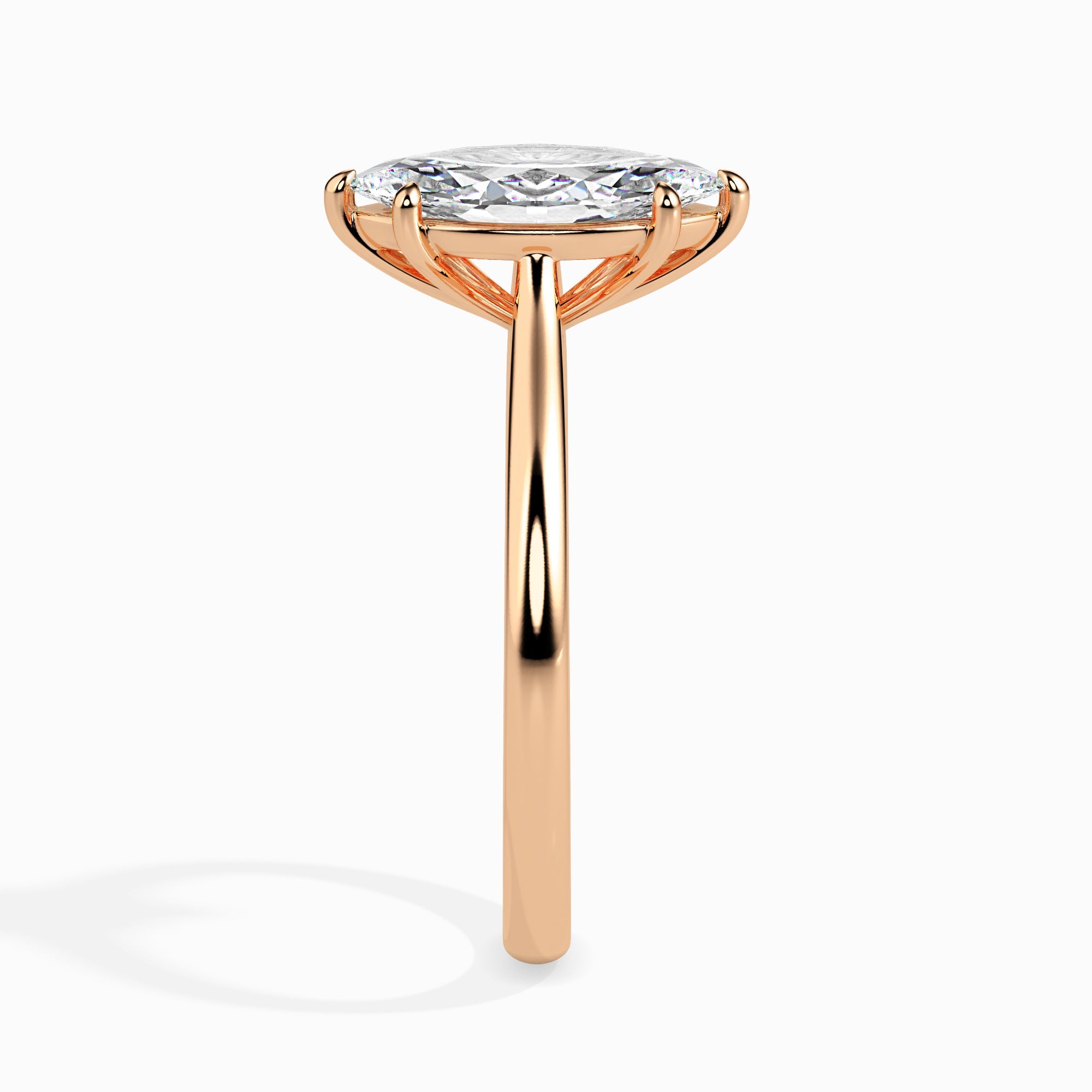 70-Pointer Marquise Cut Solitaire Diamond 18K Rose Gold Ring JL AU 19009R-B