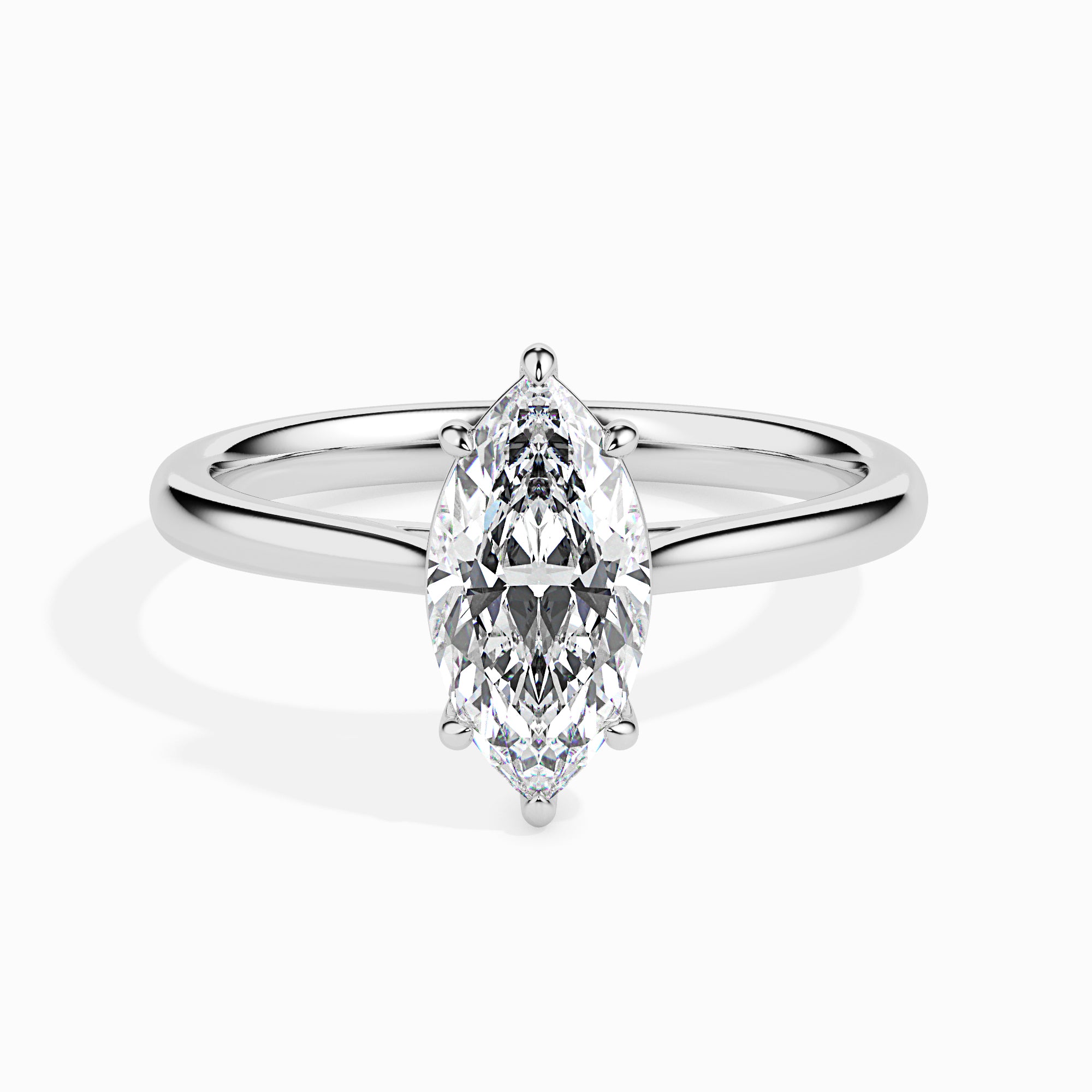 30-Pointer Marquise Cut Solitaire Diamond Platinum Ring JL PT 19009
