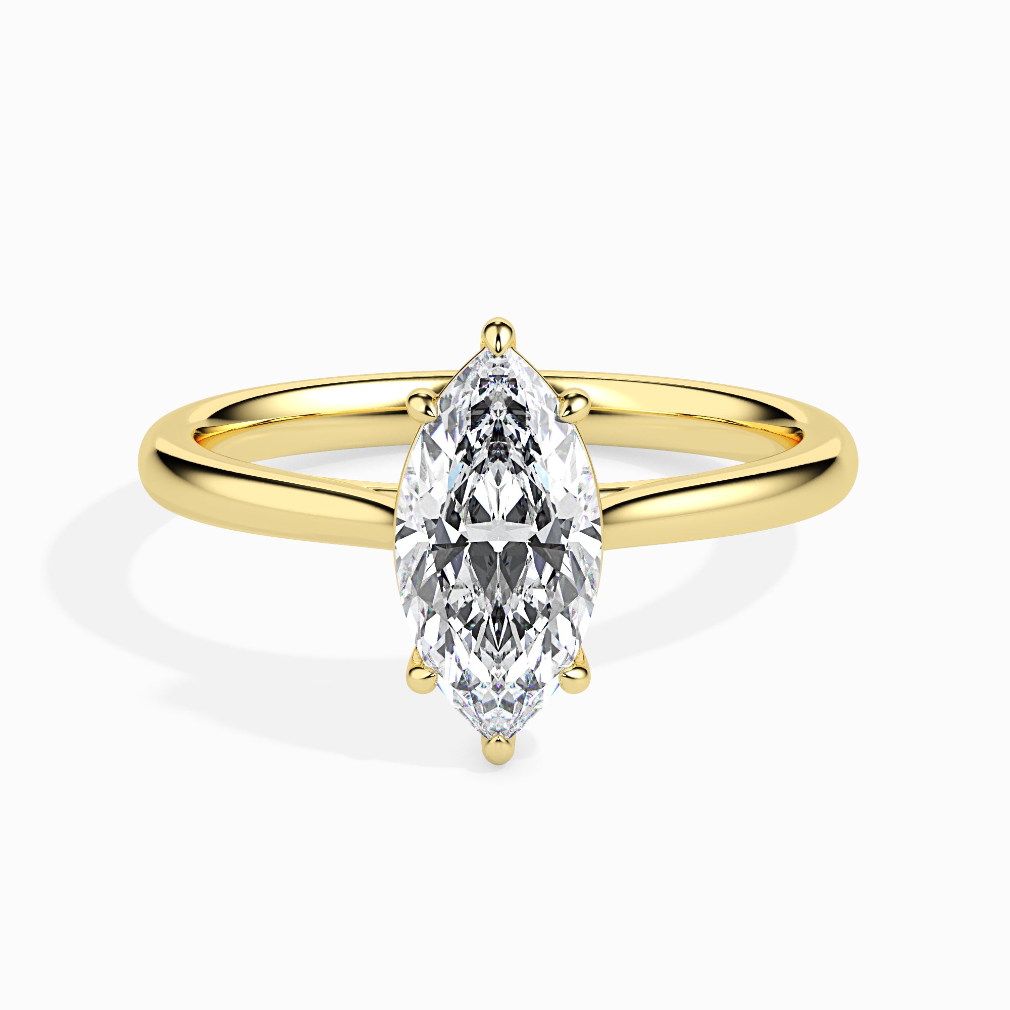 50-Pointer Marquise Cut Solitaire Diamond 18K Yellow Gold Ring JL AU 19009Y-A