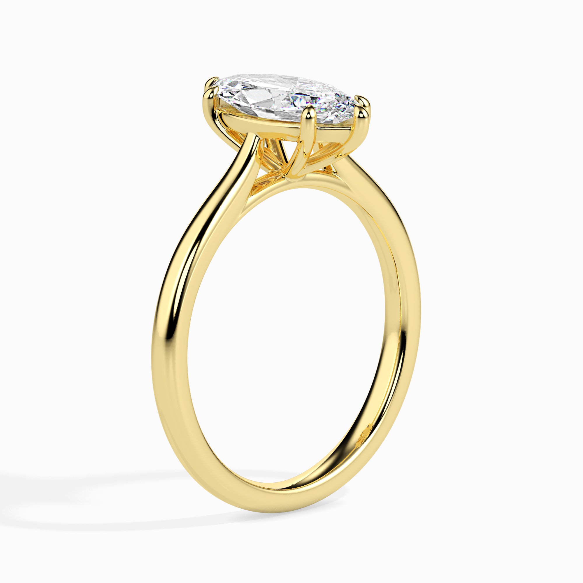 50-Pointer Marquise Cut Solitaire Diamond 18K Yellow Gold Ring JL AU 19009Y-A