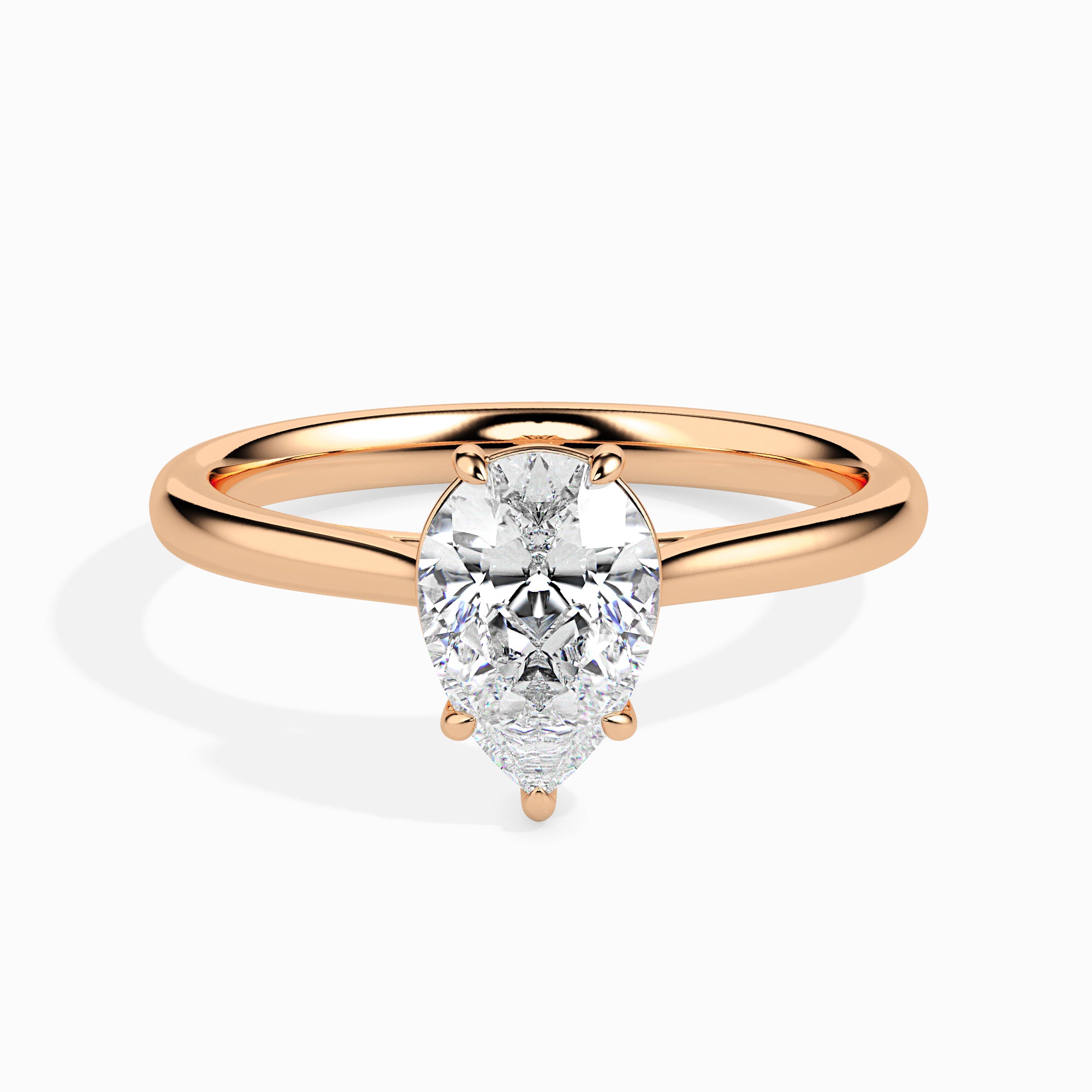 30-Pointer Pear Cut Solitaire Diamond 18K Rose Gold Ring JL AU 19010R
