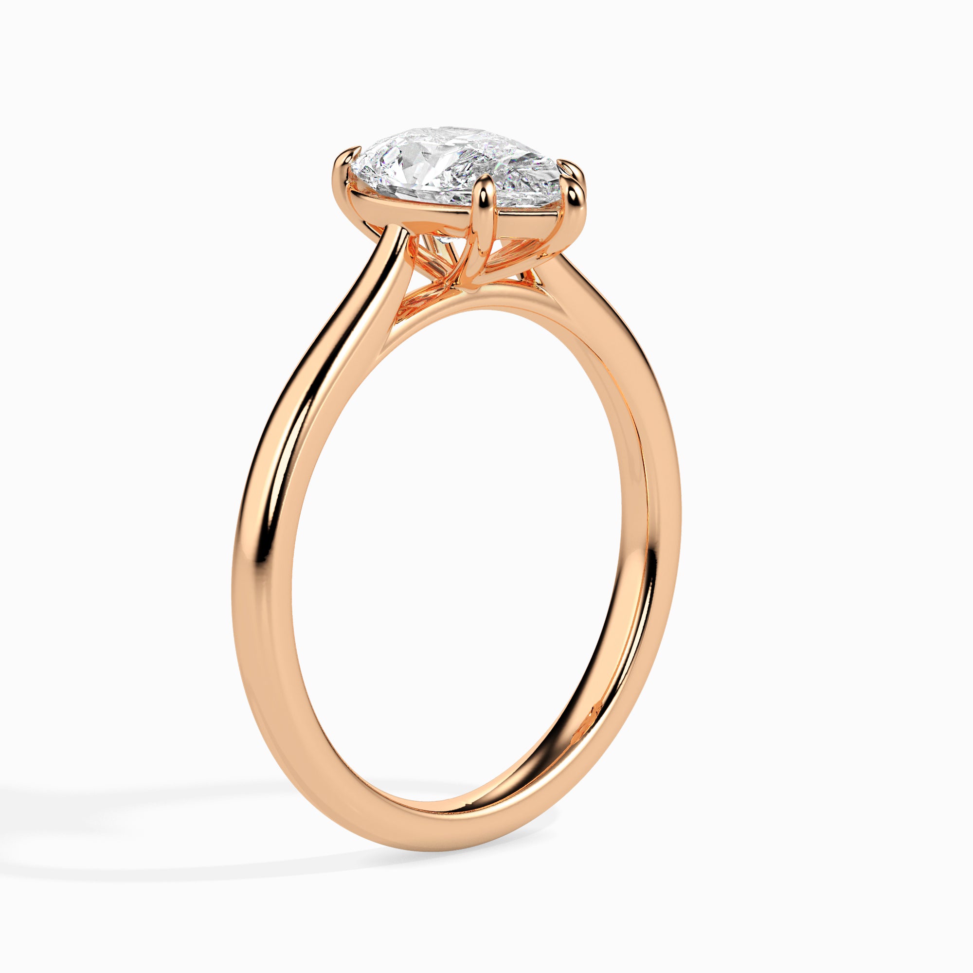 30-Pointer Pear Cut Solitaire Diamond 18K Rose Gold Ring JL AU 19010R