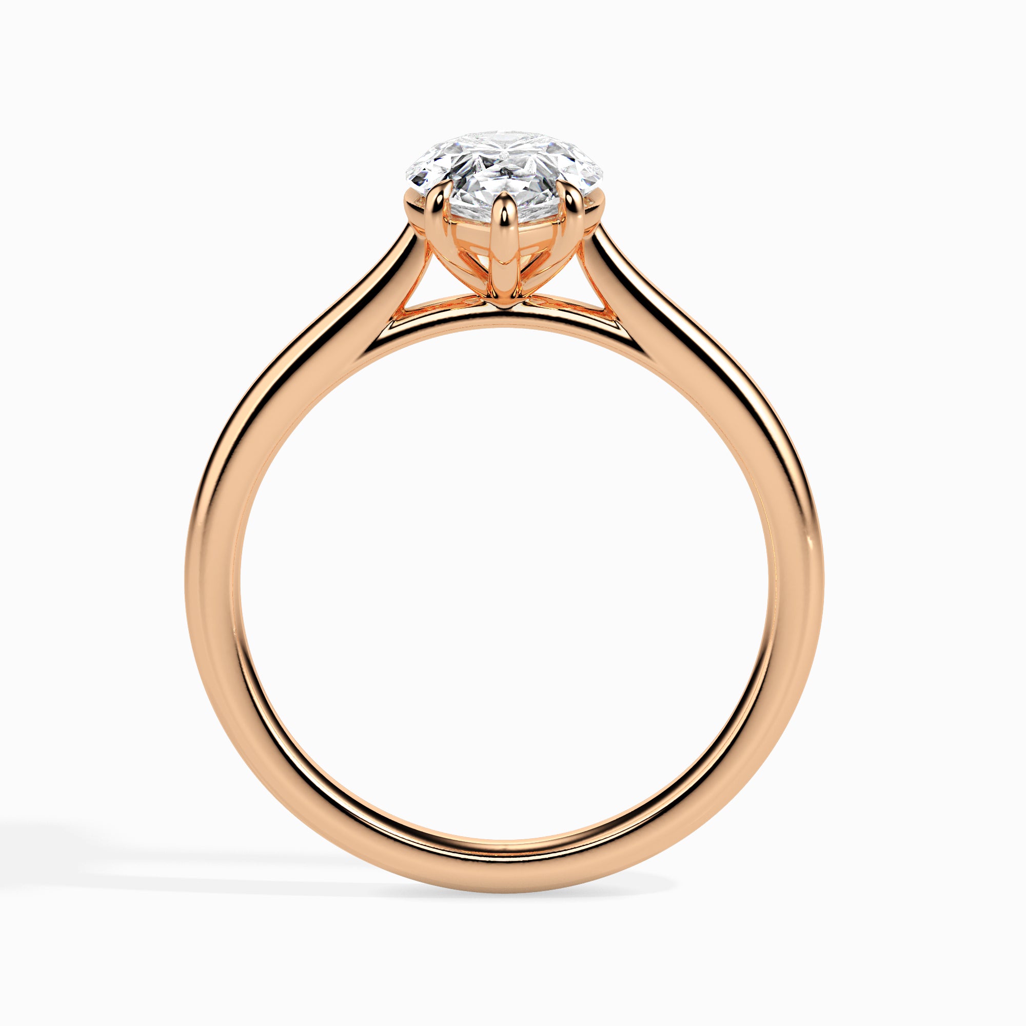 50-Pointer Pear Cut Solitaire Diamond 18K Rose Gold Ring JL AU 19010R-A
