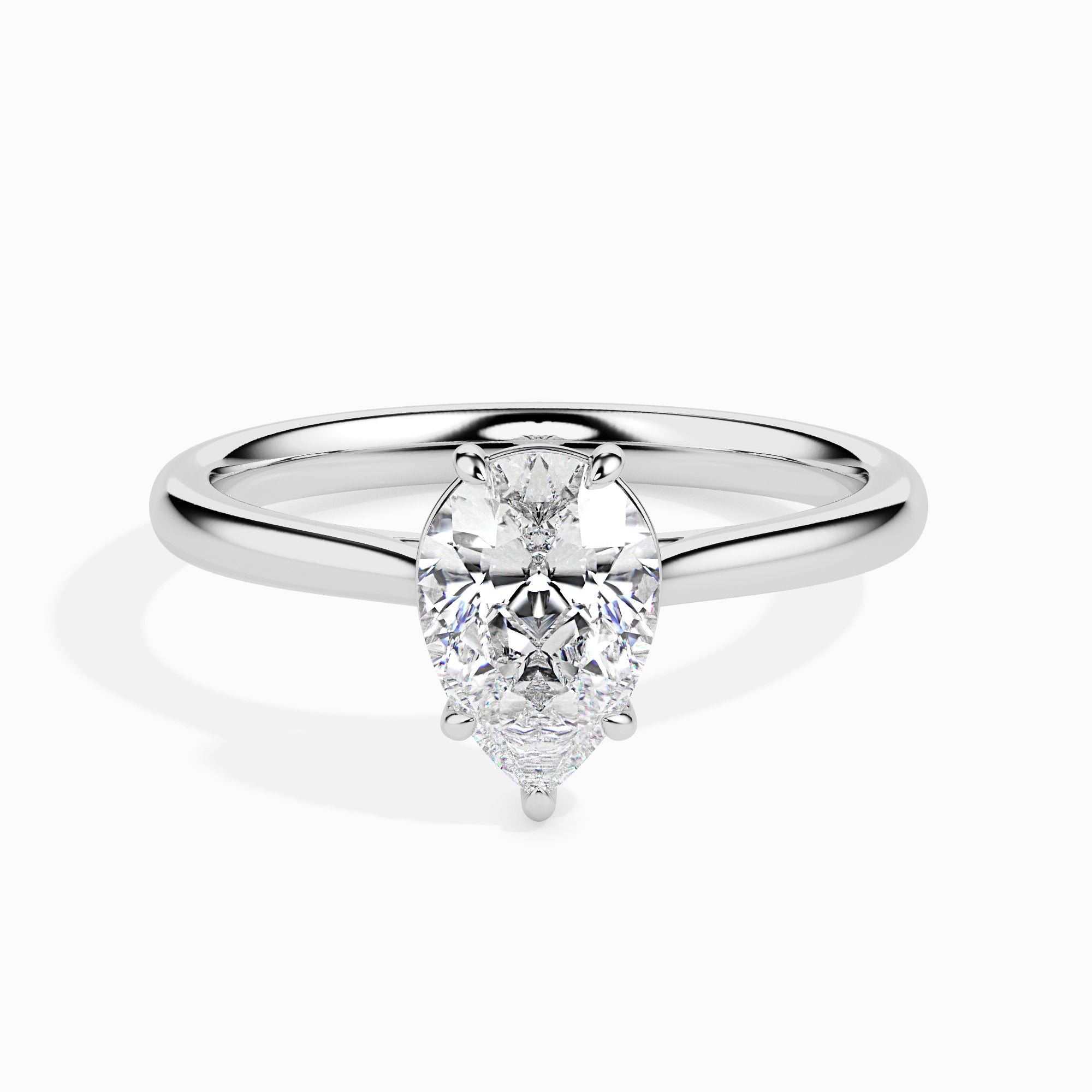 50-Pointer Pear Cut Solitaire Diamond Platinum Ring JL PT 19010-A