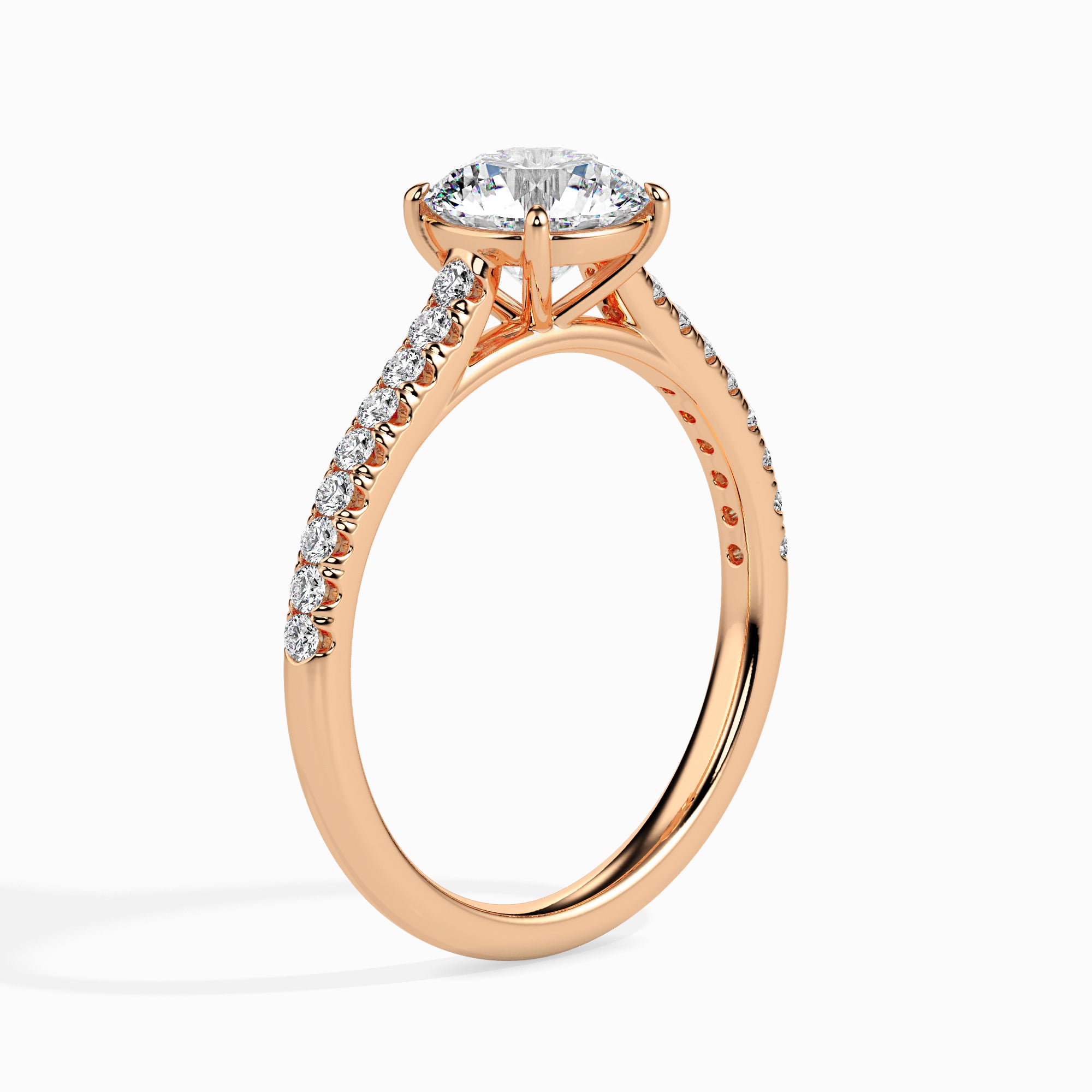 30-Pointer 18K Rose Gold Solitaire Diamond Shank Ring for Women JL AU 19011R