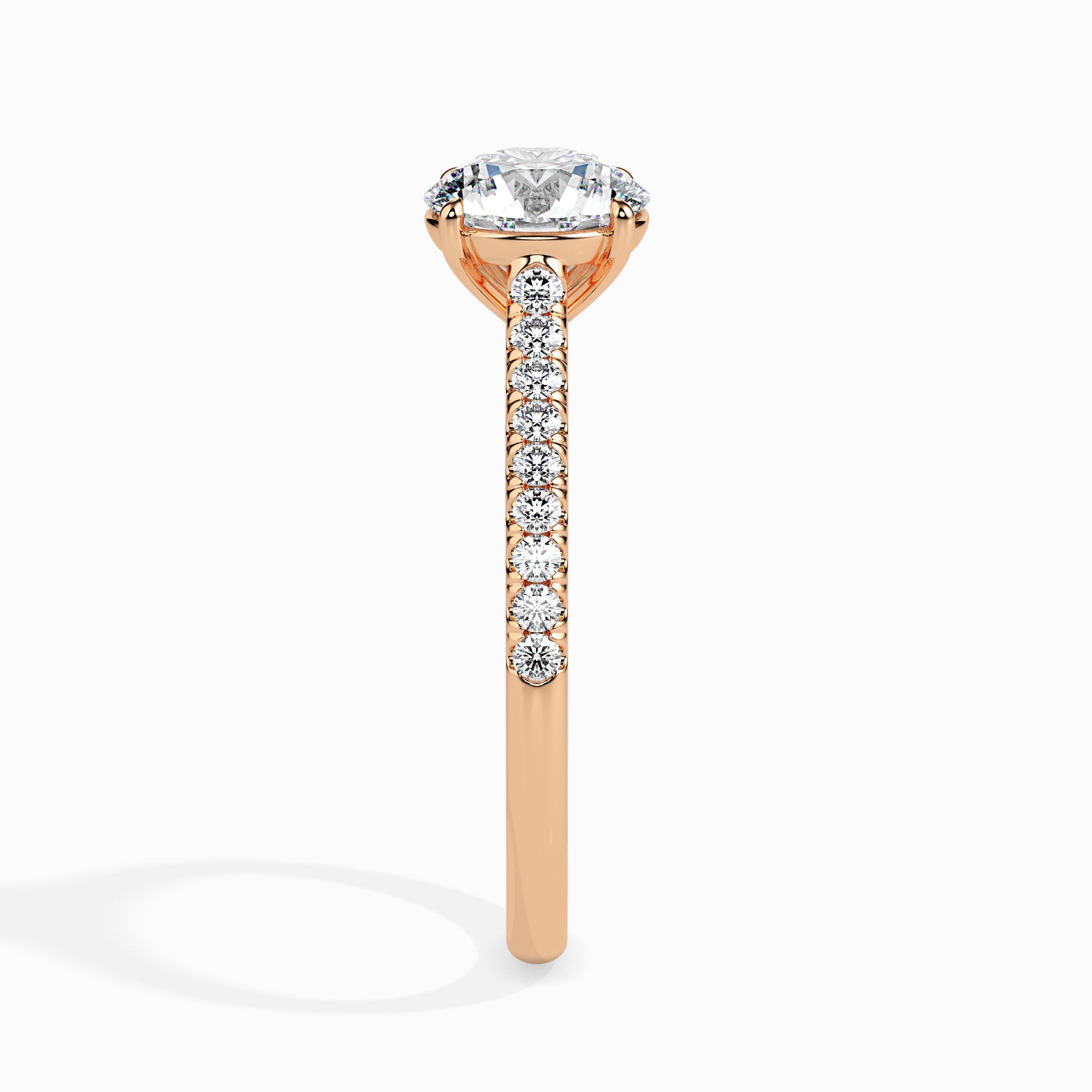 30-Pointer 18K Rose Gold Solitaire Diamond Shank Ring for Women JL AU 19011R   Jewelove.US