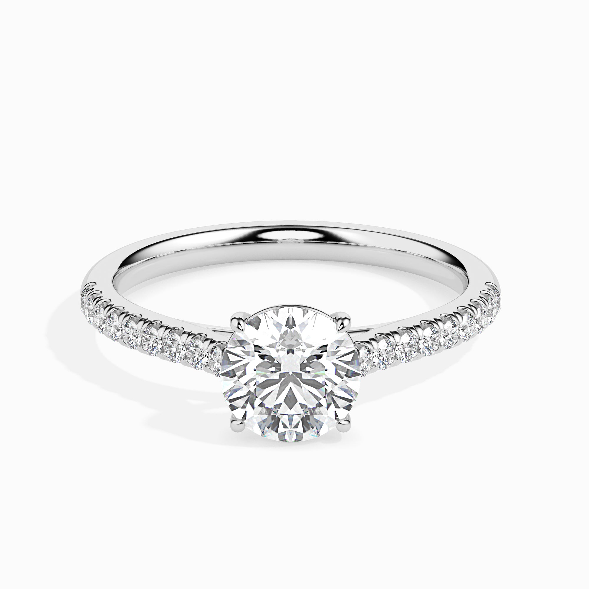 30-Pointer Platinum Solitaire Diamond Shank Ring for Women JL PT 19011   Jewelove