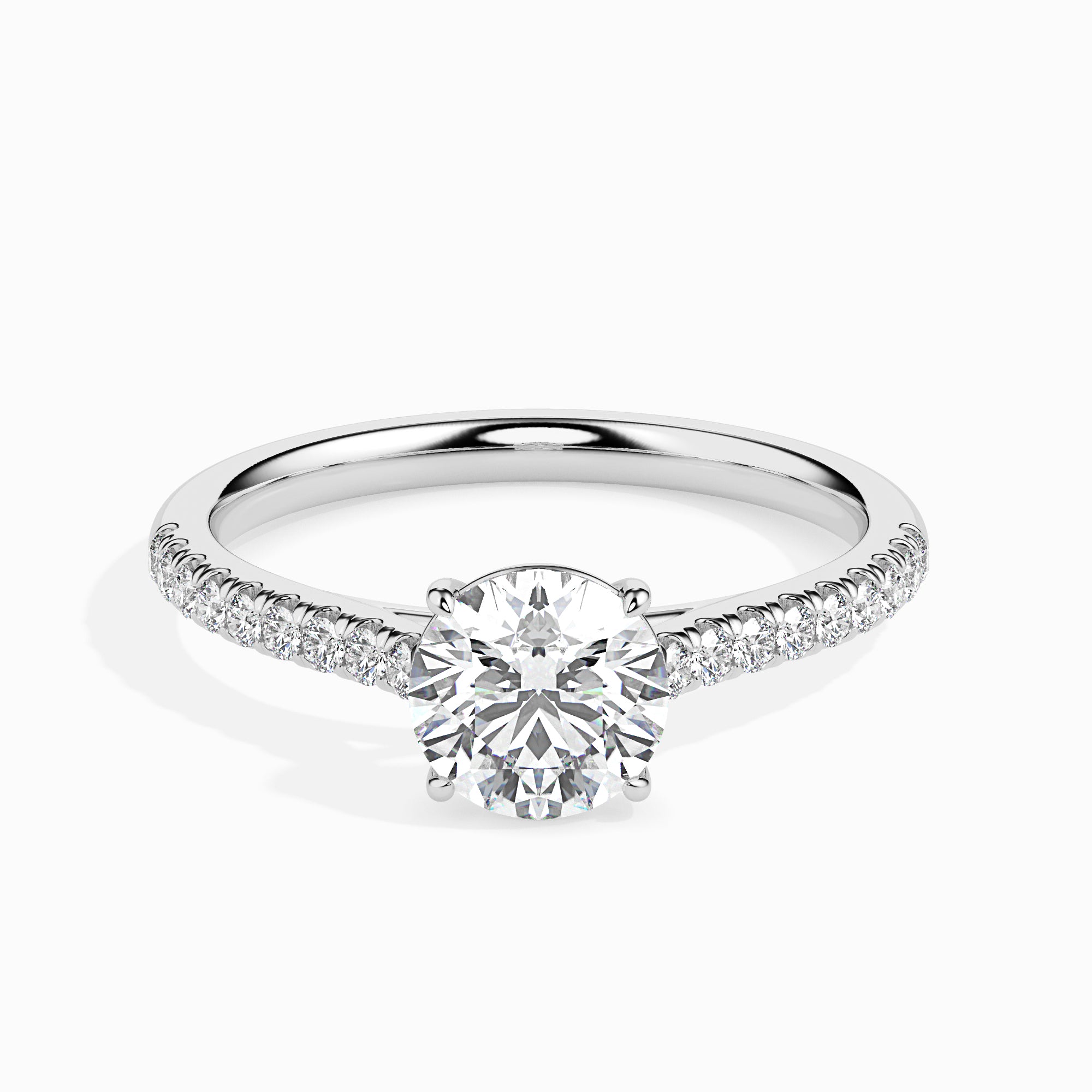 70-Pointer Platinum Solitaire Diamond Shank Ring for Women JL PT 19011-B