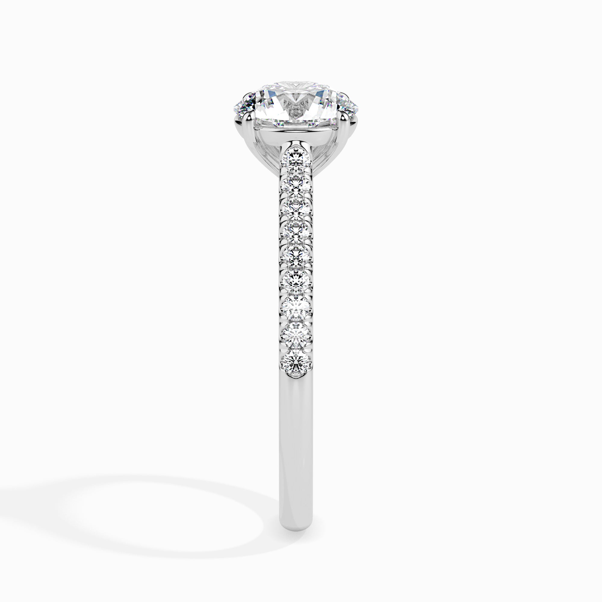 70-Pointer Platinum Solitaire Diamond Shank Ring for Women JL PT 19011-B