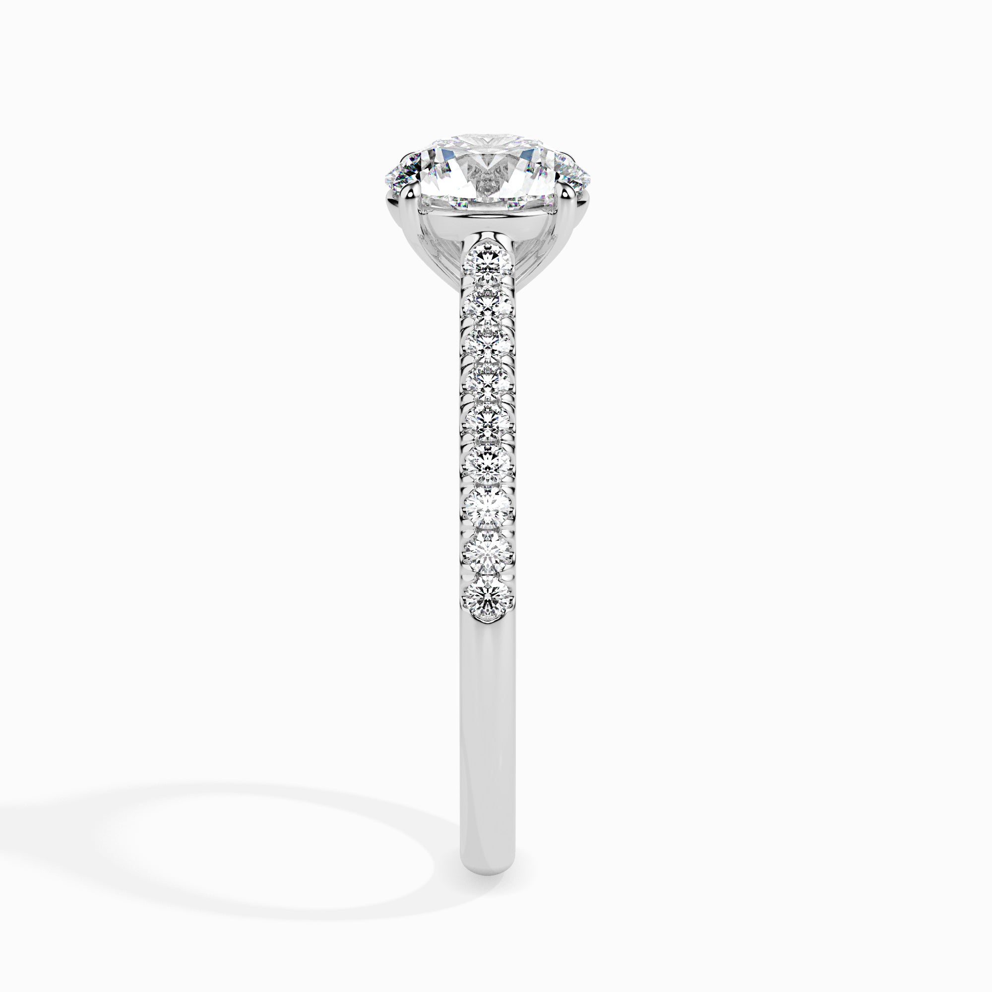 30-Pointer Platinum Solitaire Diamond Shank Ring for Women JL PT 19011   Jewelove