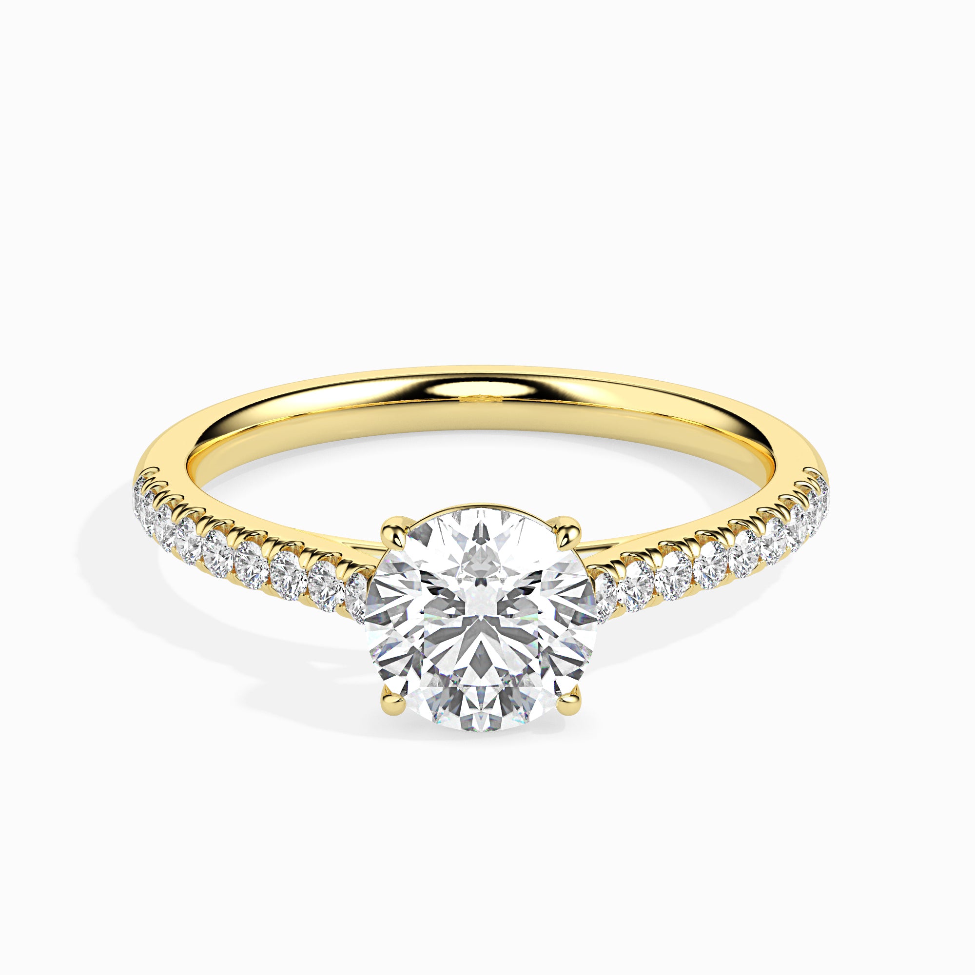 50-Pointer Solitaire Diamond Shank 18K Yellow Gold Ring JL AU 19011Y-A   Jewelove.US