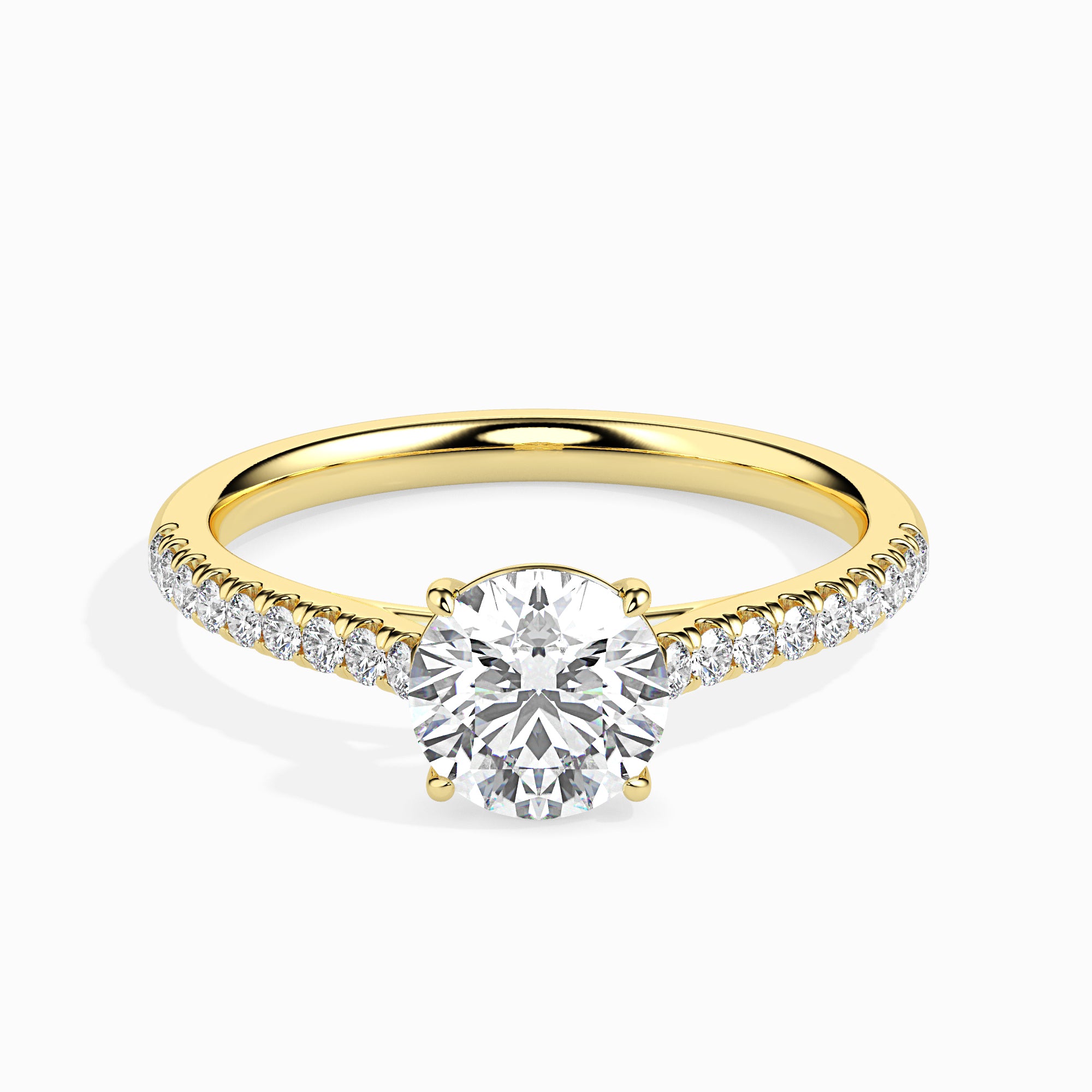 50-Pointer Solitaire Diamond Shank 18K Yellow Gold Ring JL AU 19011Y-A