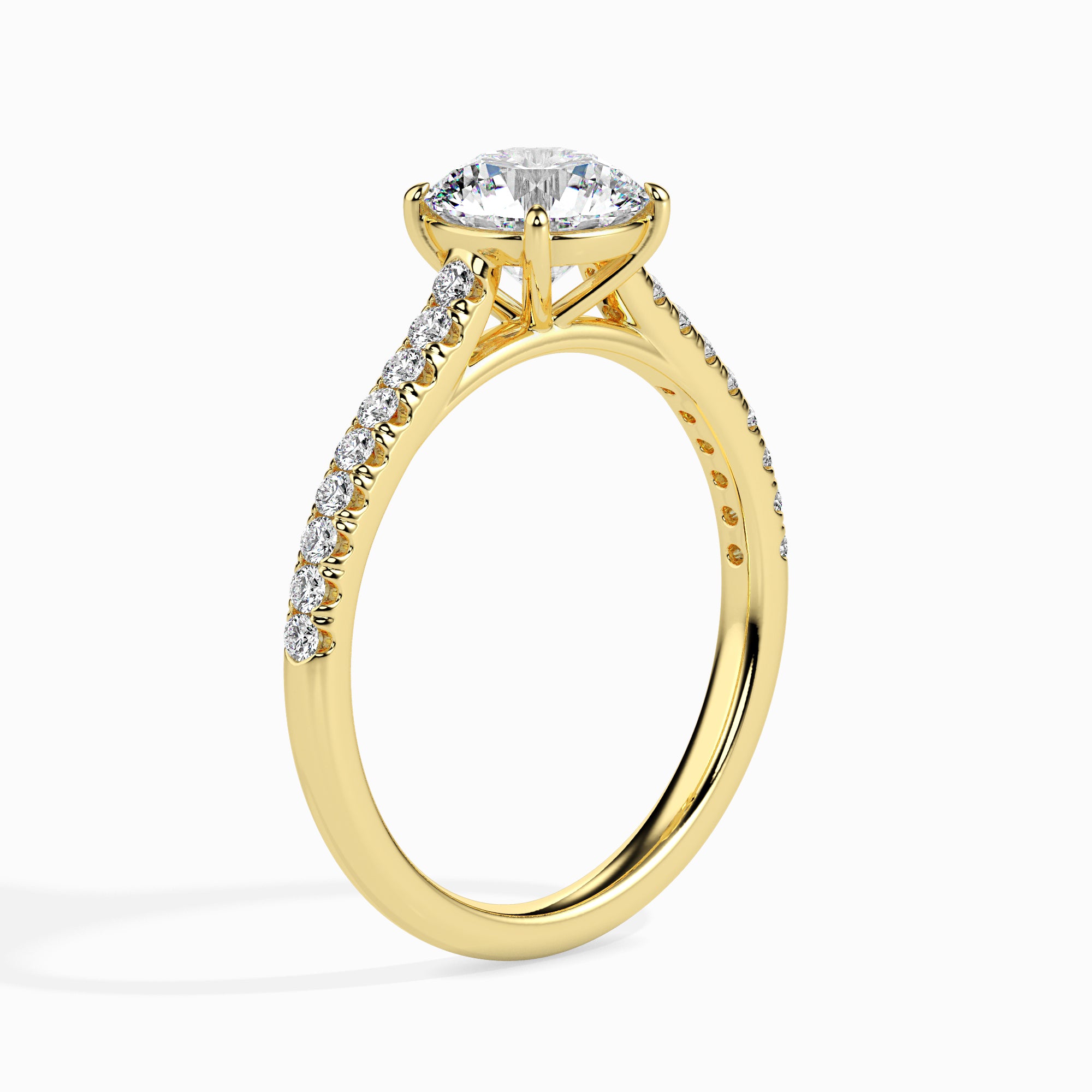 30-Pointer Solitaire Diamond Shank 18K Yellow Gold Ring JL AU 19011Y