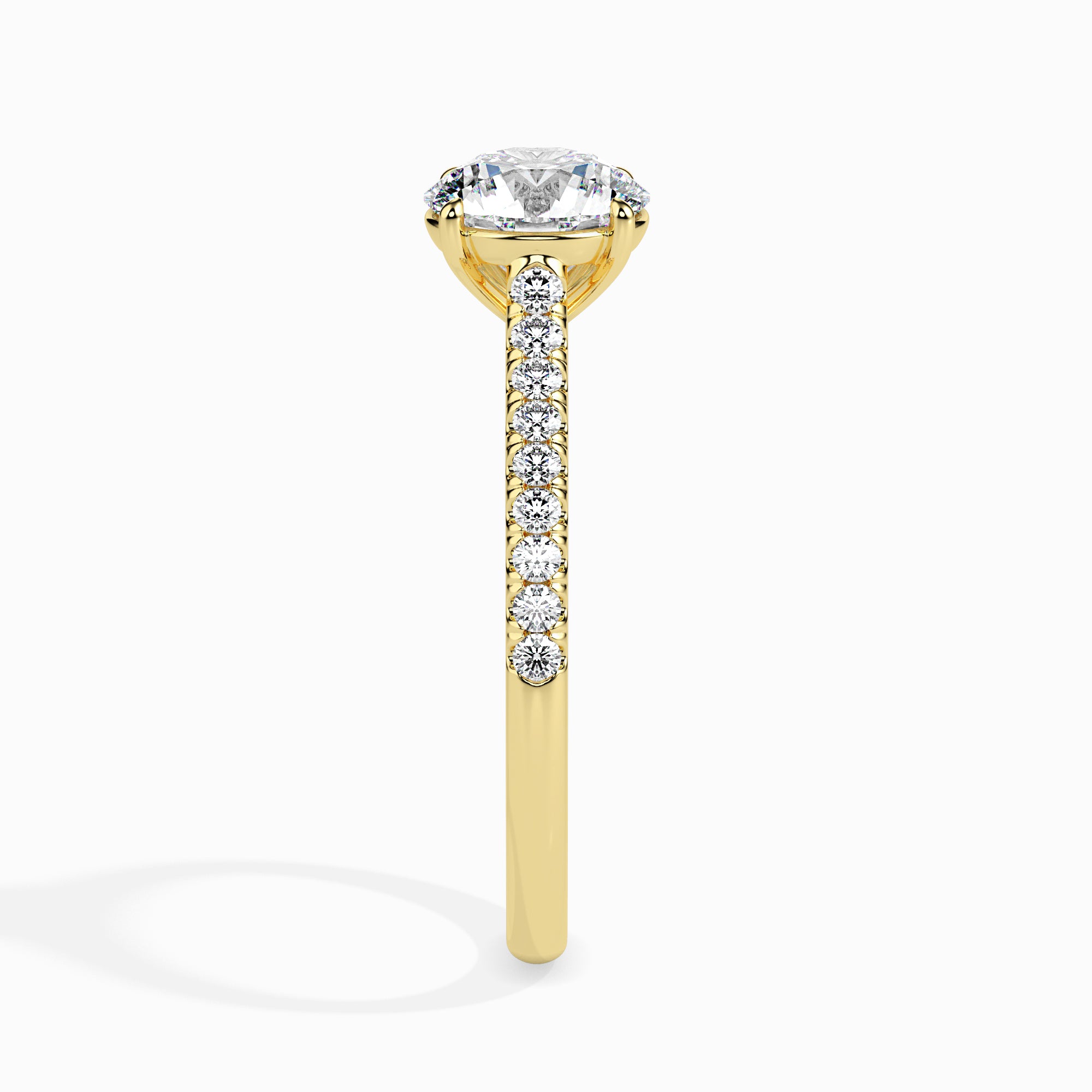 1-Carat Solitaire Diamond Shank 18K Yellow Gold Ring JL AU 19011Y-C