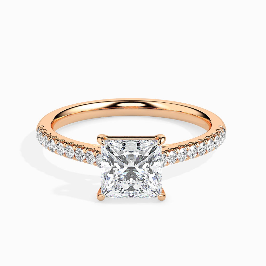 50-Pointer Princess Cut Solitaire Diamond Shank 18K Rose Gold Ring JL AU 19012R-A   Jewelove.US
