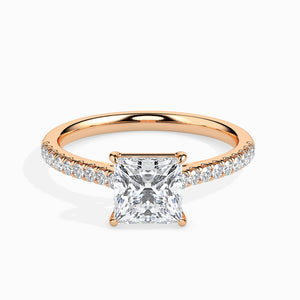 1-Carat Princess Cut Solitaire Diamond Shank 18K Rose Gold Ring JL AU 19012R-C