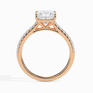 50-Pointer Princess Cut Solitaire Diamond Shank 18K Rose Gold Ring JL AU 19012R-A