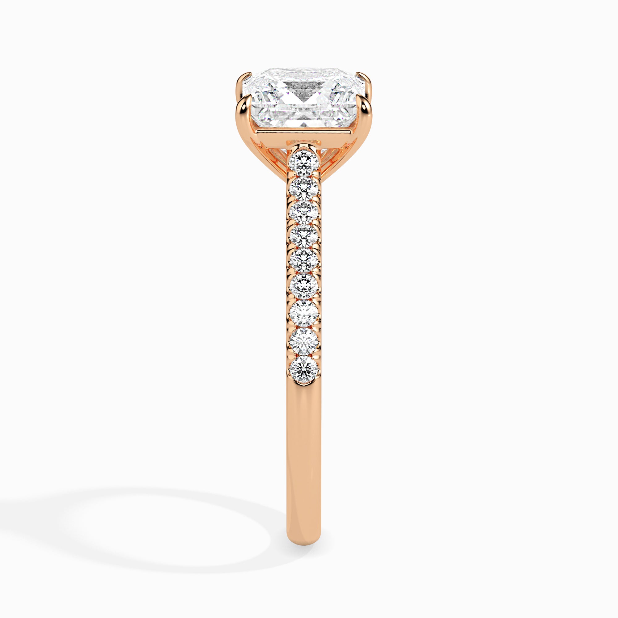 1-Carat Princess Cut Solitaire Diamond Shank 18K Rose Gold Ring JL AU 19012R-C