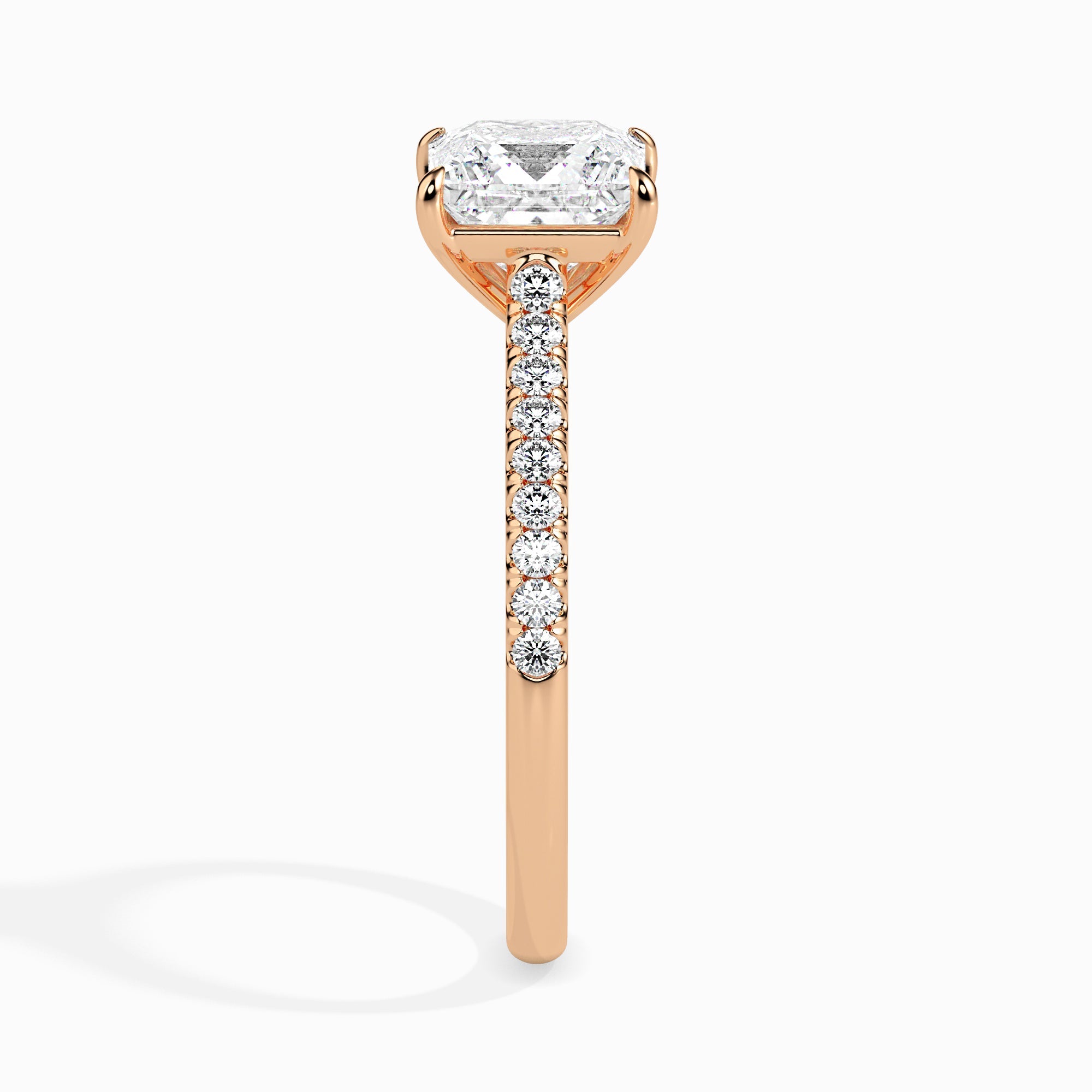 50-Pointer Princess Cut Solitaire Diamond Shank 18K Rose Gold Ring JL AU 19012R-A