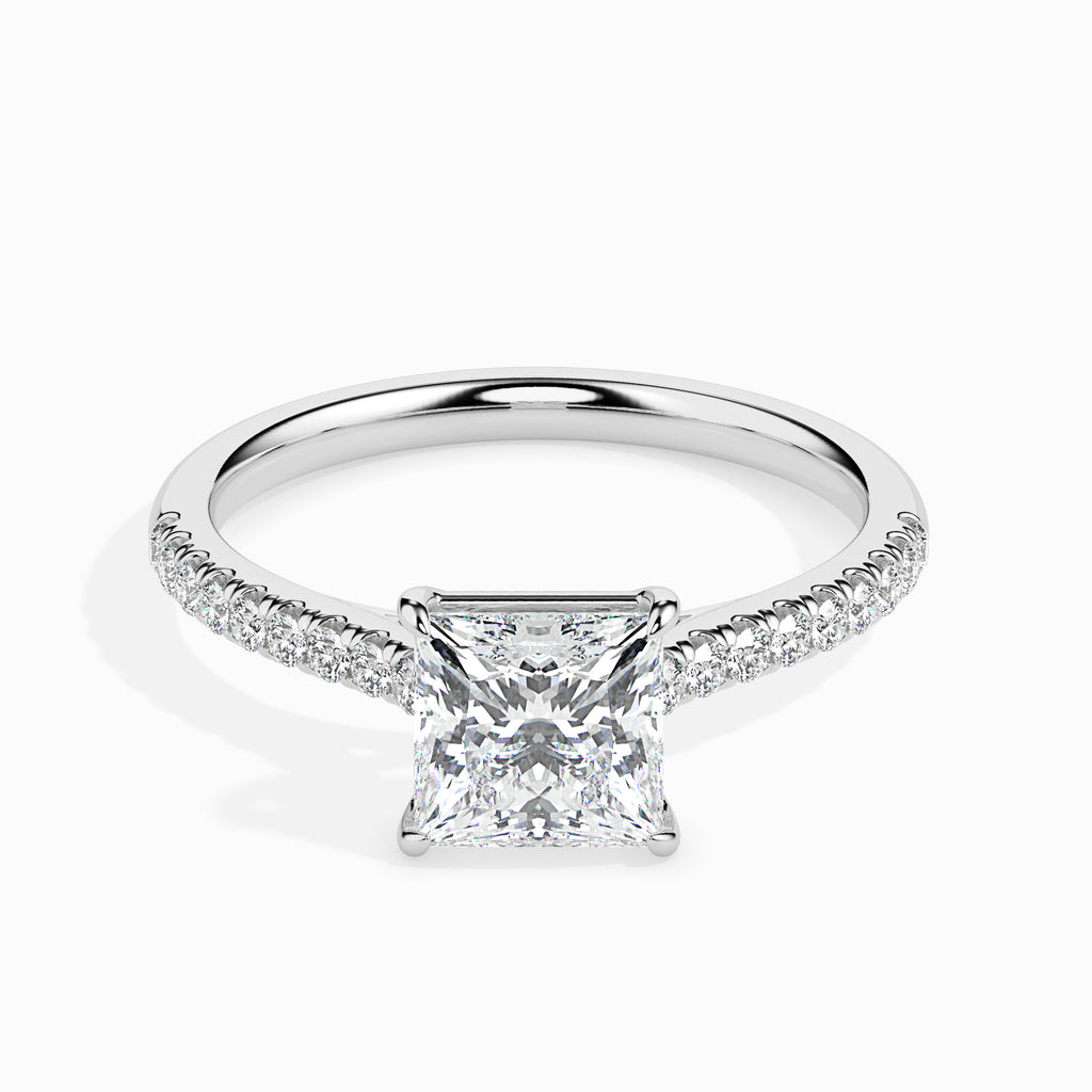 30-Pointer Princess Cut Solitaire Diamond Shank Platinum Ring JL PT 19012   Jewelove.US
