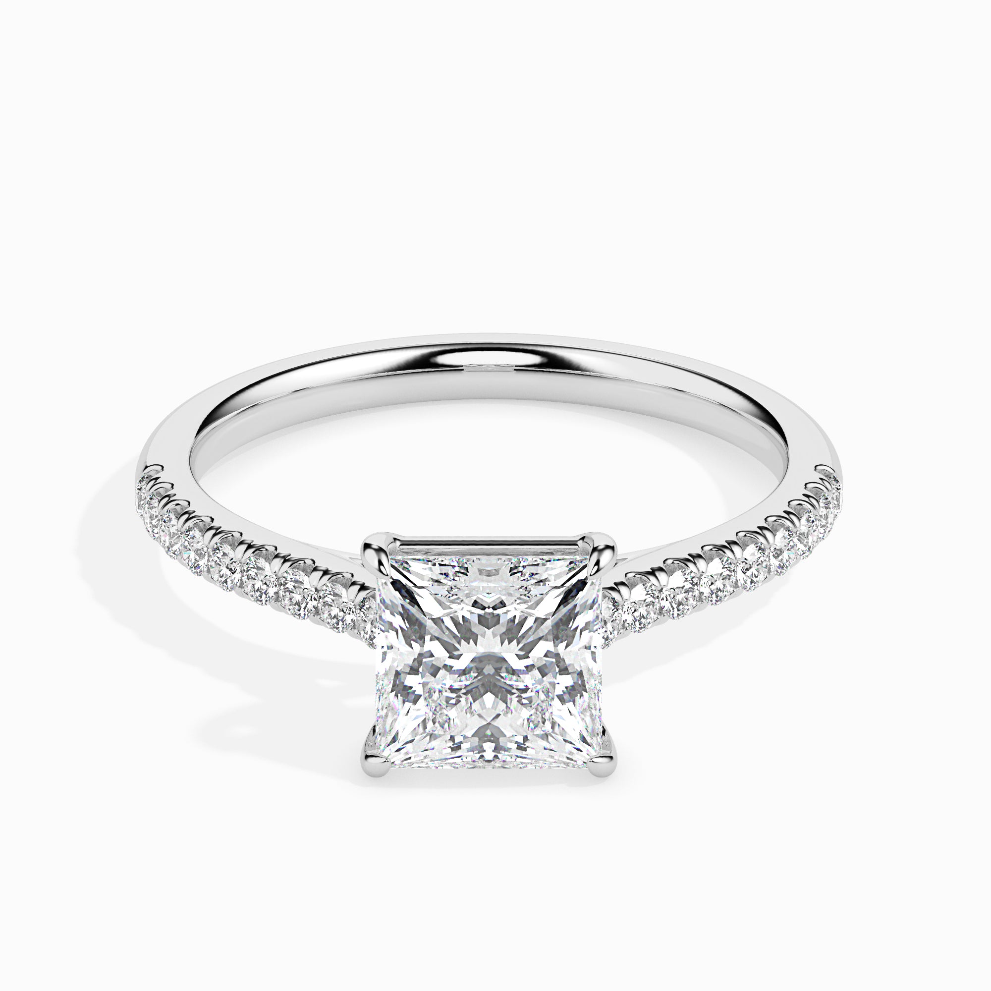 1-Carat Princess Cut Solitaire Diamond Shank Platinum Ring JL PT 19012-C   Jewelove.US